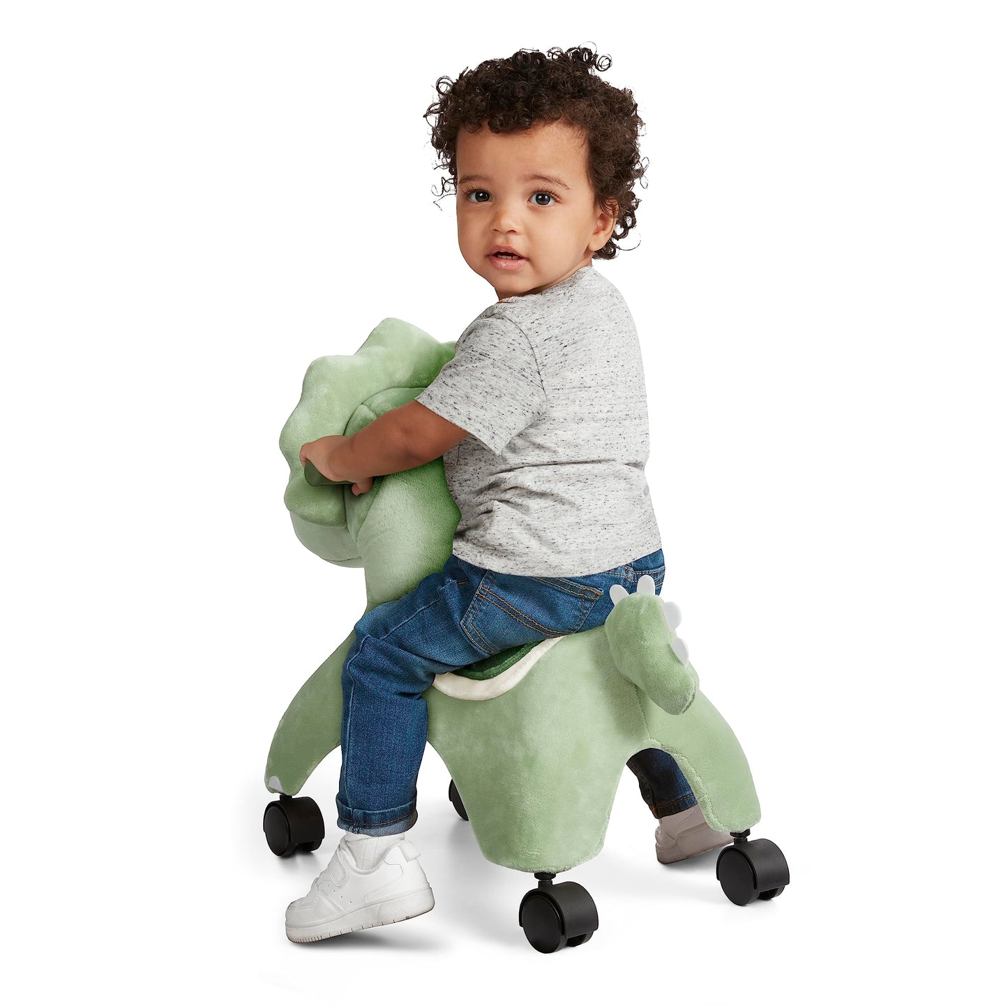 Radio Flyer Dash the Rolling Dinosaur Ride On, Ages 1-3, EZ-Glide 360-degree Wheels, Easy Grip Handles, Soft Plush Face, Ideal for Active and Imaginative Play, Toddler Ride On Toys