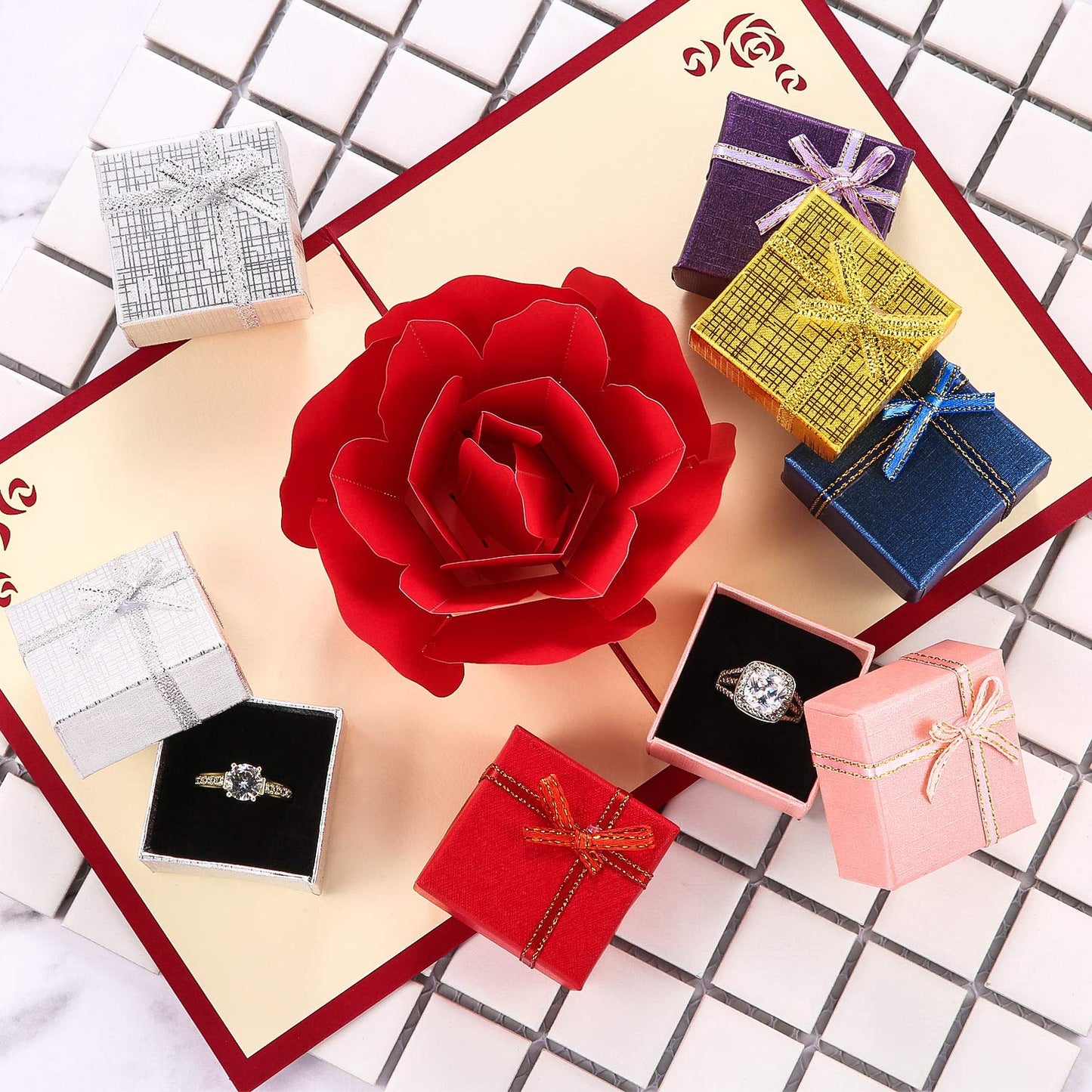Pangda 12 Pieces Cardboard Earring Gift Box Jewellery Ring Box Necklace Bracelet Earring Jewelry Package Case for Valentine Birthday Gift(Classical Color,1.57 x 1.57 x 1.06 Inch)