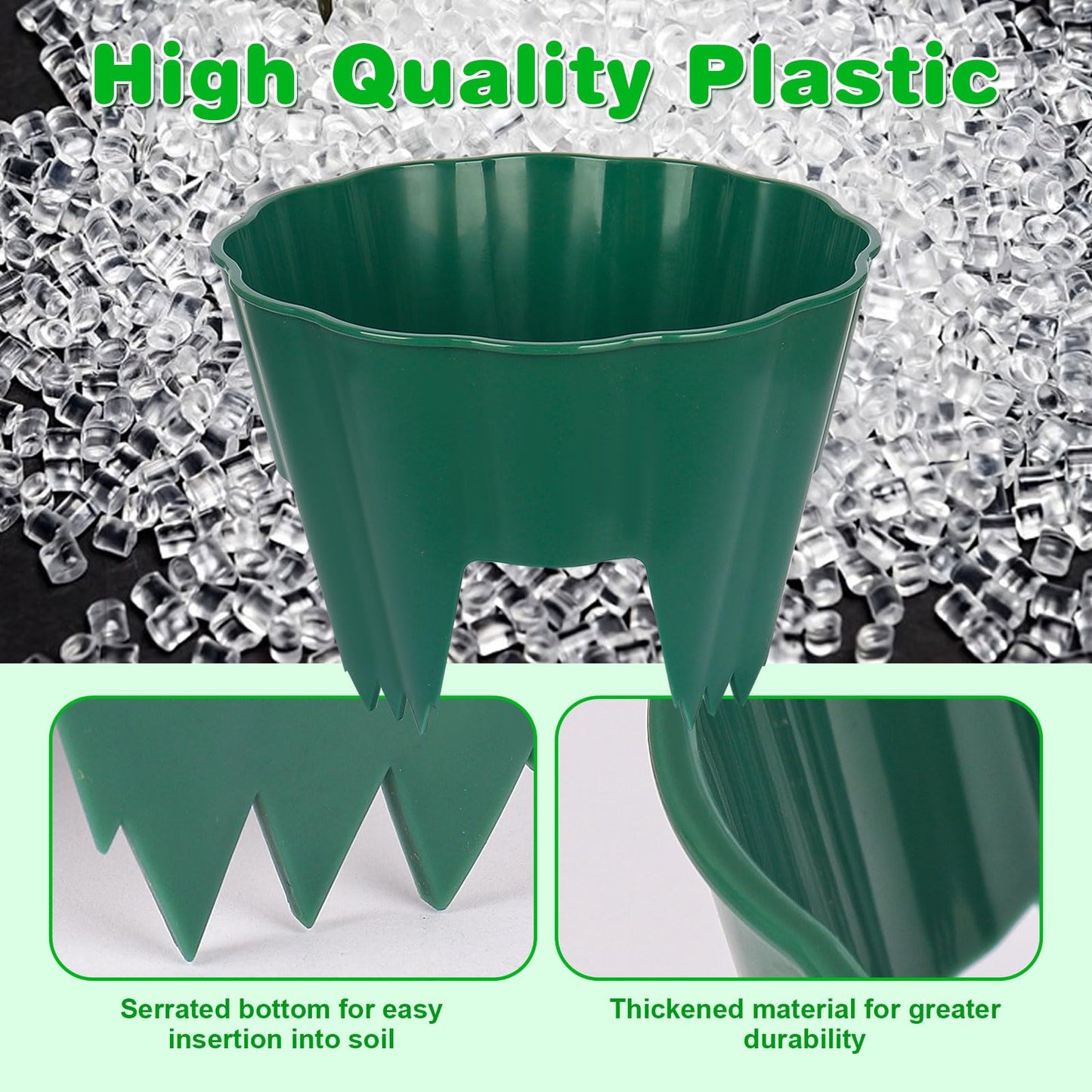 pdpdoc 6 Pack of 10 Inch Planting Grow Rings, Planting Protective Round Garden Edging, Keeping Plants Separated, Weed Control and Directing Water to the Roots (10 Inch - 6 Pack - Green)