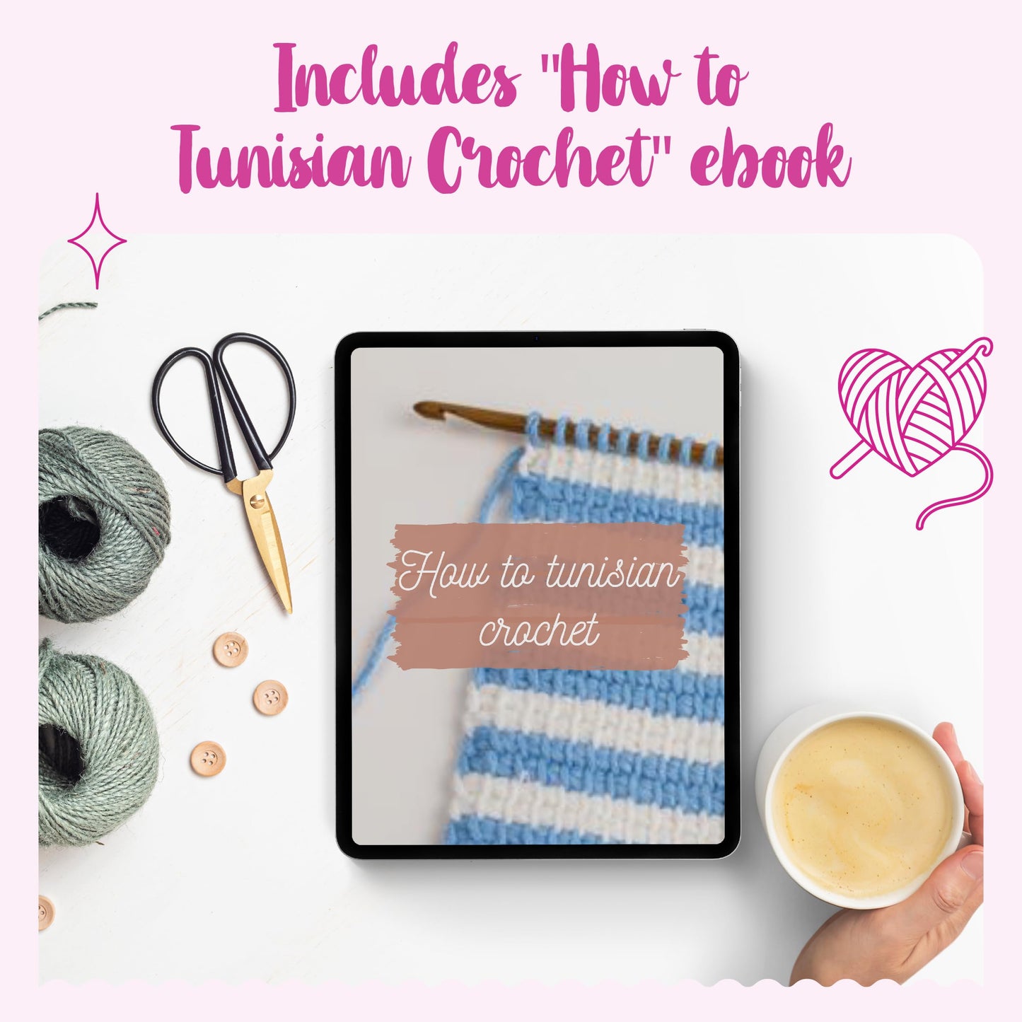 KnitPal 16-inch(40cm) Tunisian Crochet Hooks Set with Cable (3 Free Patterns), for Baby Afghan Blankets,14 US Sizes from D to O (3-12mm)