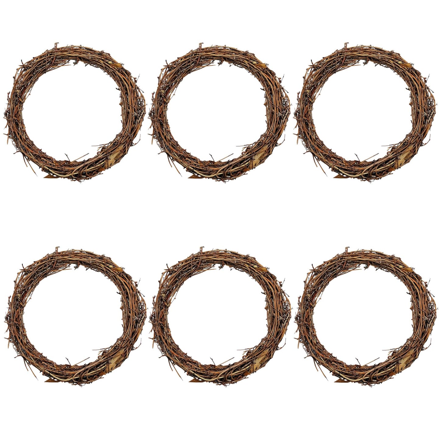 Small Round Grapevine Wreath 6 Inch Rattan Wreaths for Crafts Spring Christmas Holiday Decoration Wedding Home Decor (6 Pack)