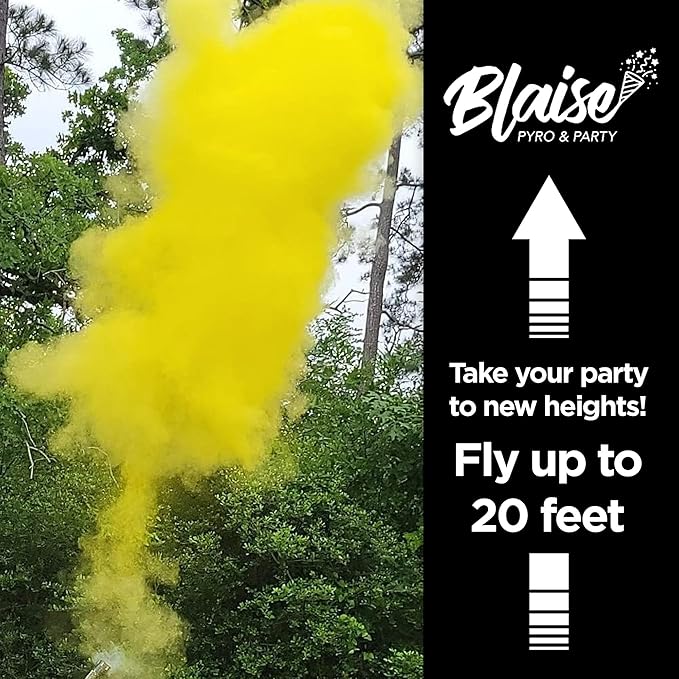 Blaise Pyro & Party - Yellow Powder Poppers - Water-Soluble & Colorful Powder Cannons for Gender Reveals, Birthdays, Weddings & Celebrations - Easy to Use for Memorable Photos - 16-Inch, 4-Pack