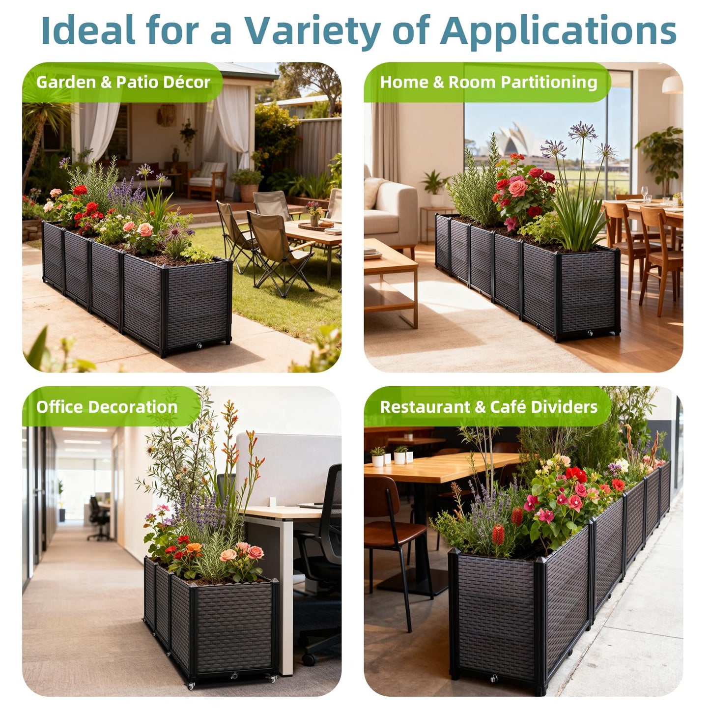 Large Raised Planter Box Outdoor Self Watering 78.7"x15.7"x19.7", Deep Raised Garden Bed - Elevated Garden Box with Drainage Plug, Rectangular Garden Planter Perfect for Patio Balcony Deck
