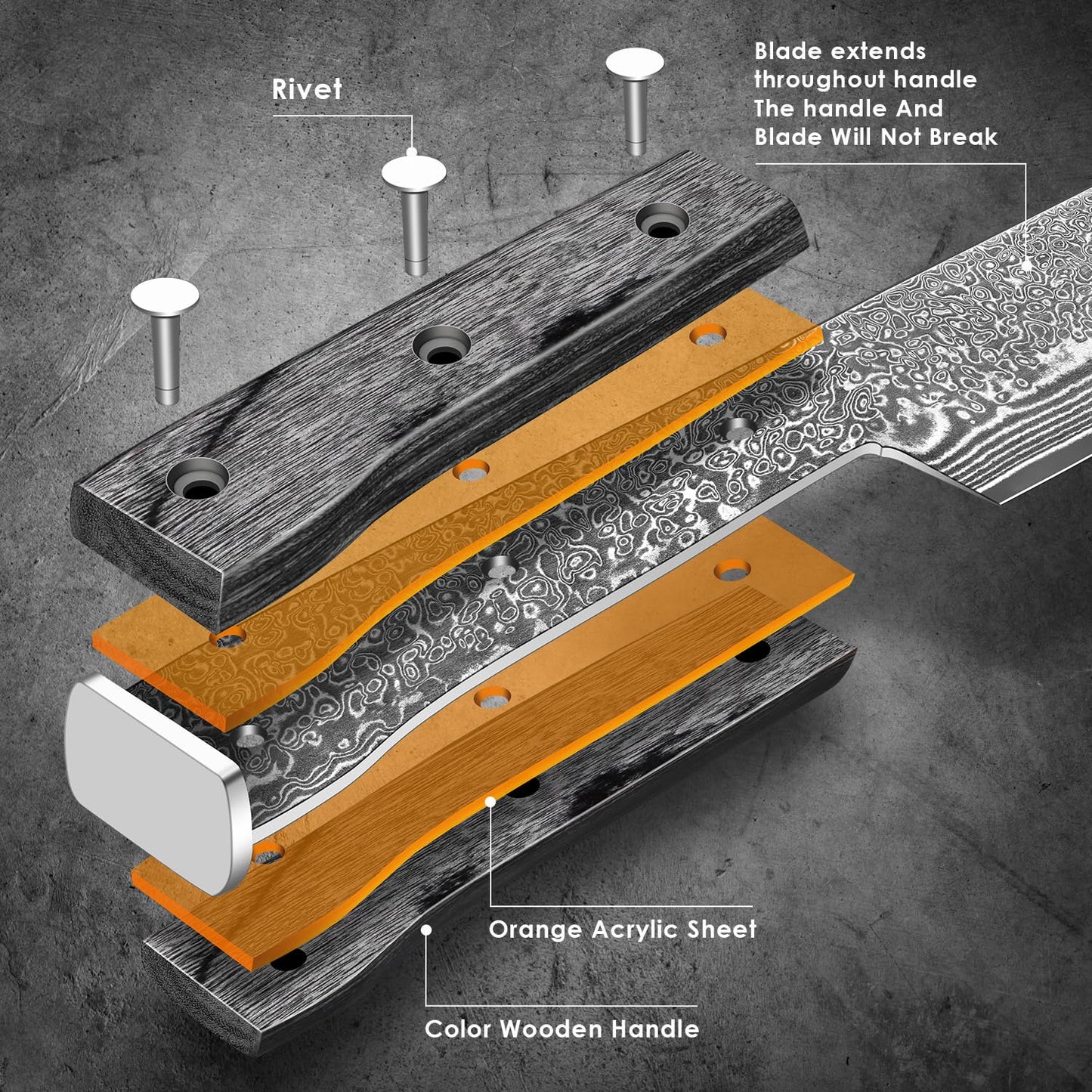 Damascus Chef Knife 8 Inch, Professional Japanese VG10 Damascus Steel Super Sharp Cooking Knife, G10 Ergonomic Color Wooden Handle with Luxury Gift Box