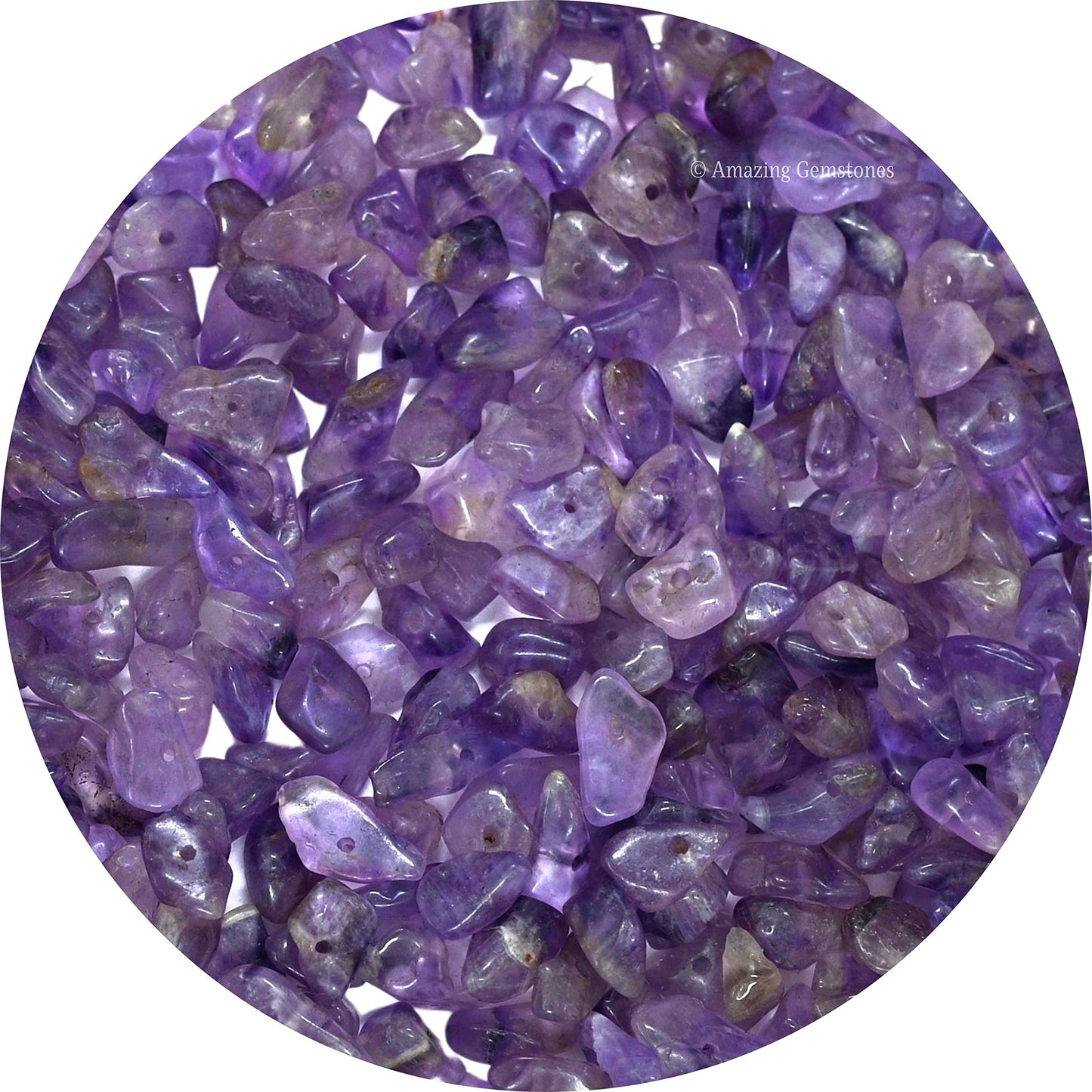 Amethyst Pre Drilled Natural Crystals Crushed Chips Beads for Jewelry Making, DIY Handmade Healing Crystals (25 Inch Strand)