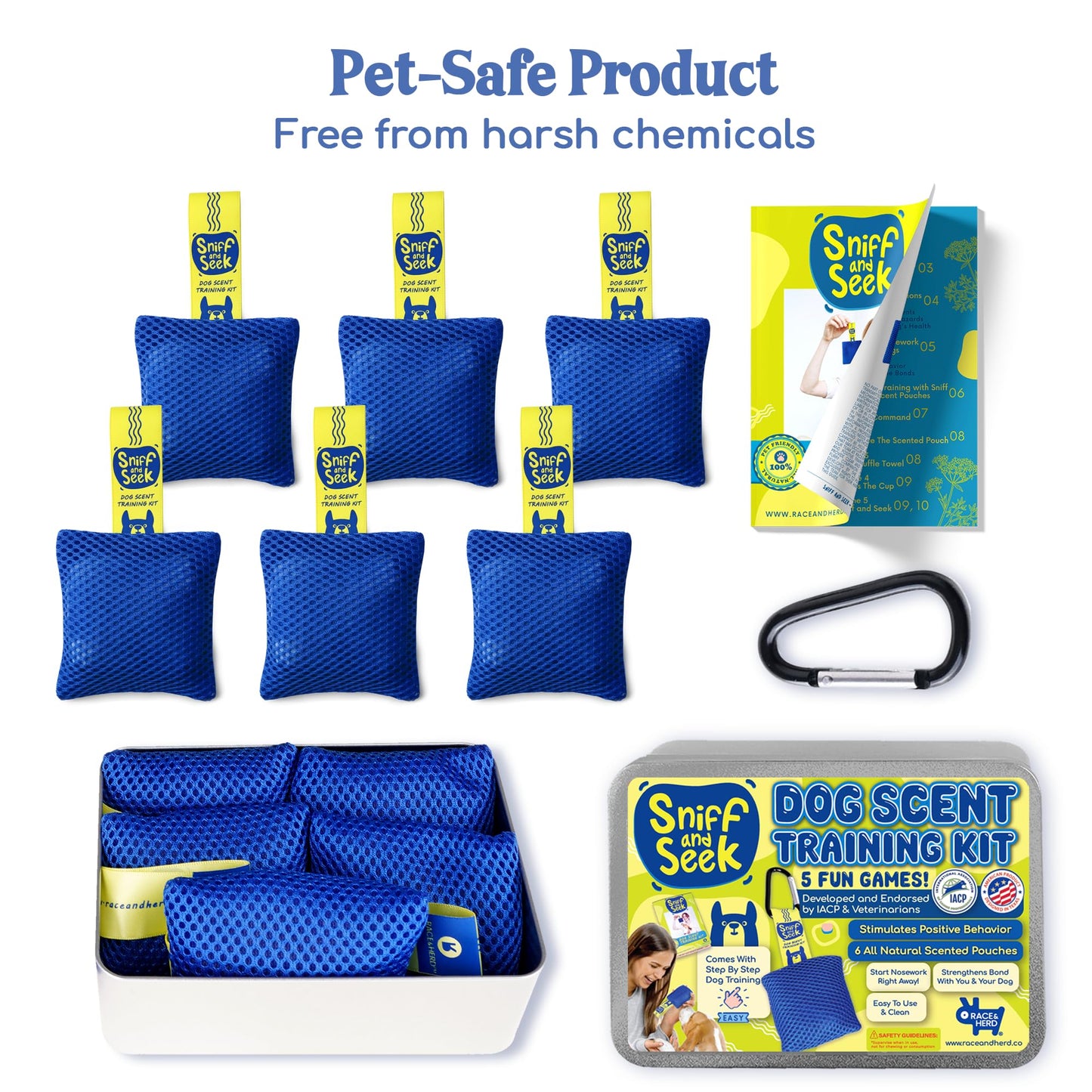 Race&Herd Original Dog Scent Training Kit, Scent Work Training Kit for Dogs - Nosework for Dog Mental Stimulation Agility Training Equipment for Dogs, Brain Games Smell Training Kit for Loss of Smell