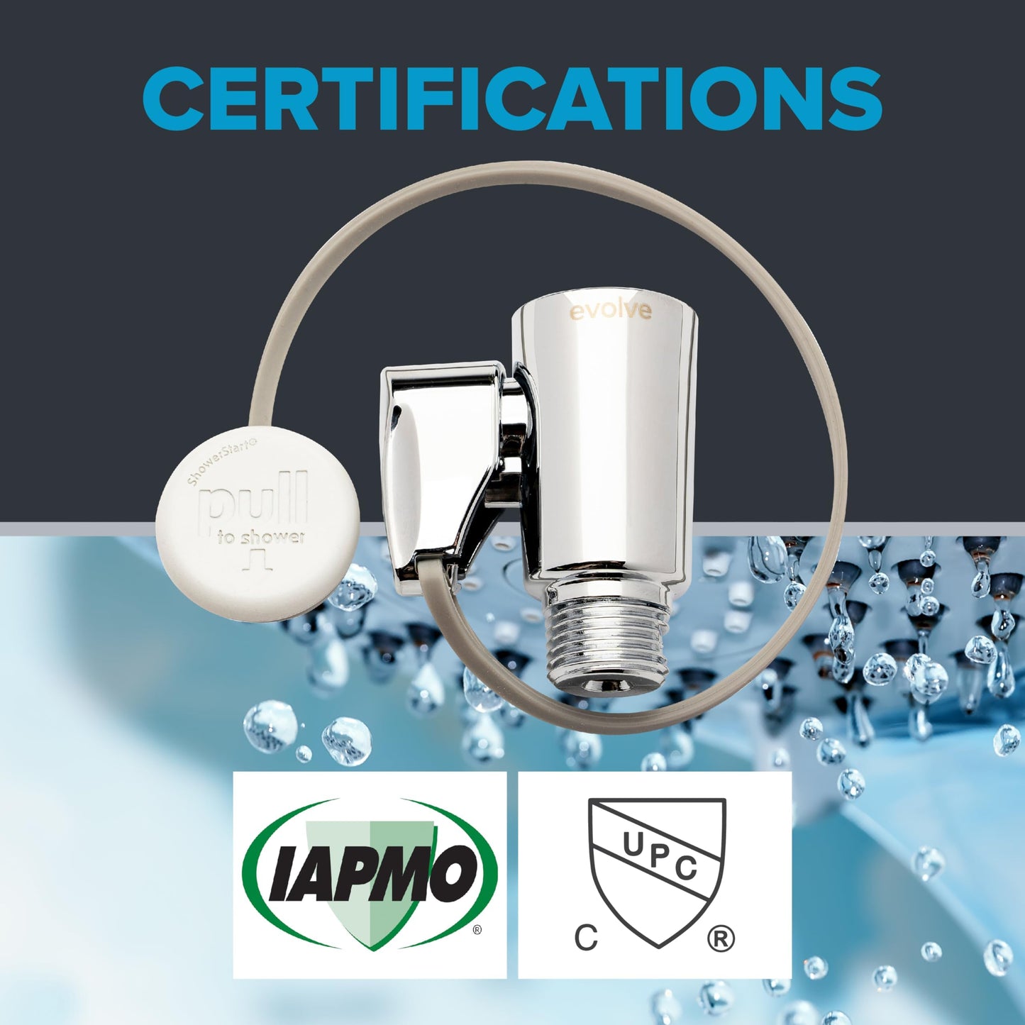 Evolve EV1003-CP-FB ShowerStart Thermostatic Shut-off Valve in Chrome Finish, Water- and Energy-Saving Valve for Bathroom Fixtures, Not Low Flow, Uniform Plumbing Code Certified