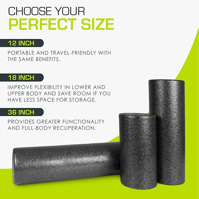 ProsourceFit High Density Foam Rollers 18 - inches Long, Firm Full Body Athletic Massager for Back Stretching, Yoga, Pilates, Post Workout Trigger Point Release, Pink