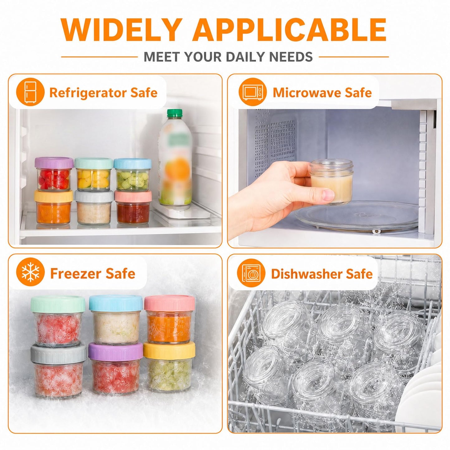 BOMEX 4oz Glass Jars with Lids Salad Dressing Container To Go Small Clear Glass containers for Wedding Favors Crafts Food Sample Storage Sauce Dressing Spice Jars 6 Pack