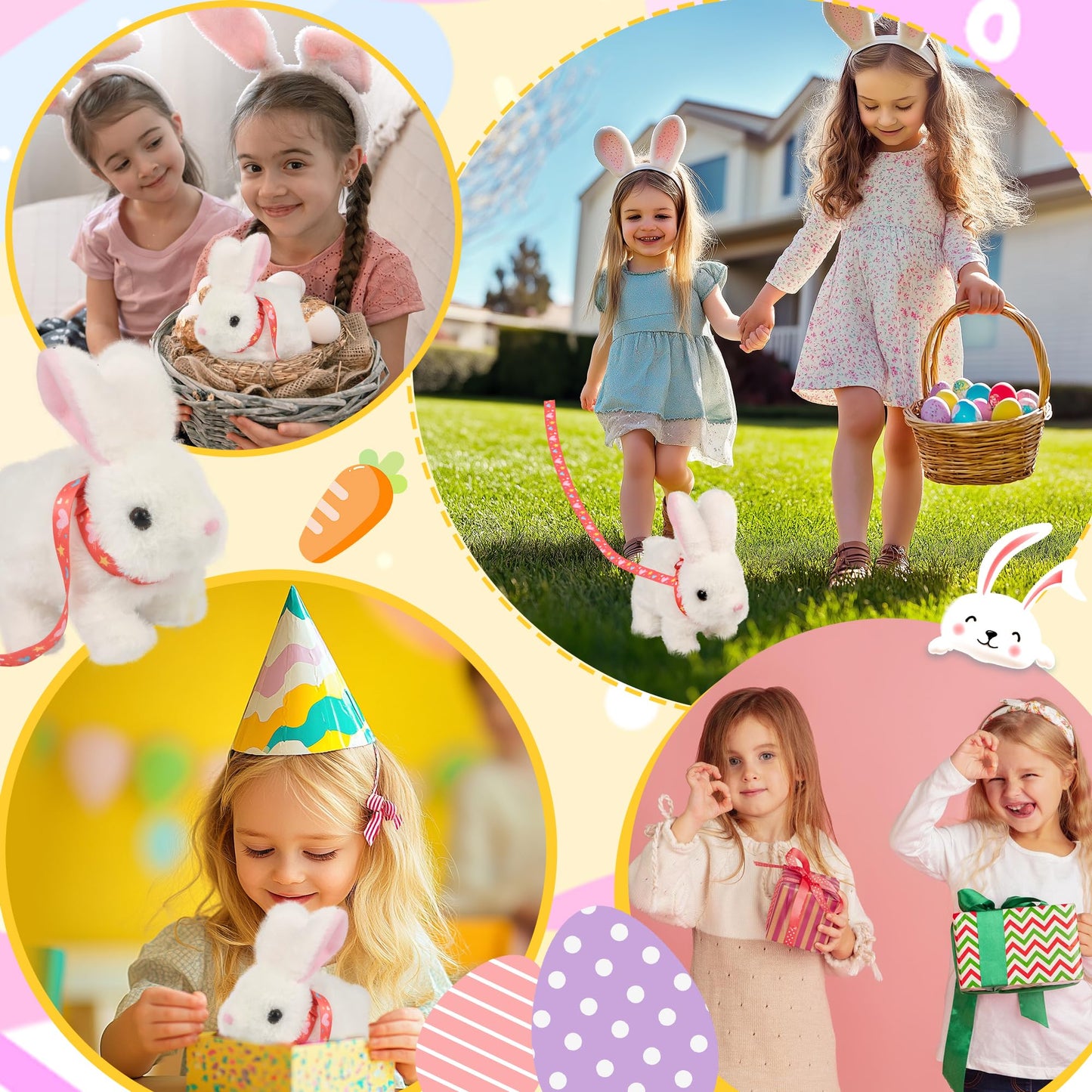 Voichic Easter Robot Bunny Pal- Bunby My Realistic Bunny Toy, Hopping Bunny with Sounds, Jumping, Twitching and Shaking Ears, Interactive Plush Bunny for Kids, Birthday Gift for Toddler (White)