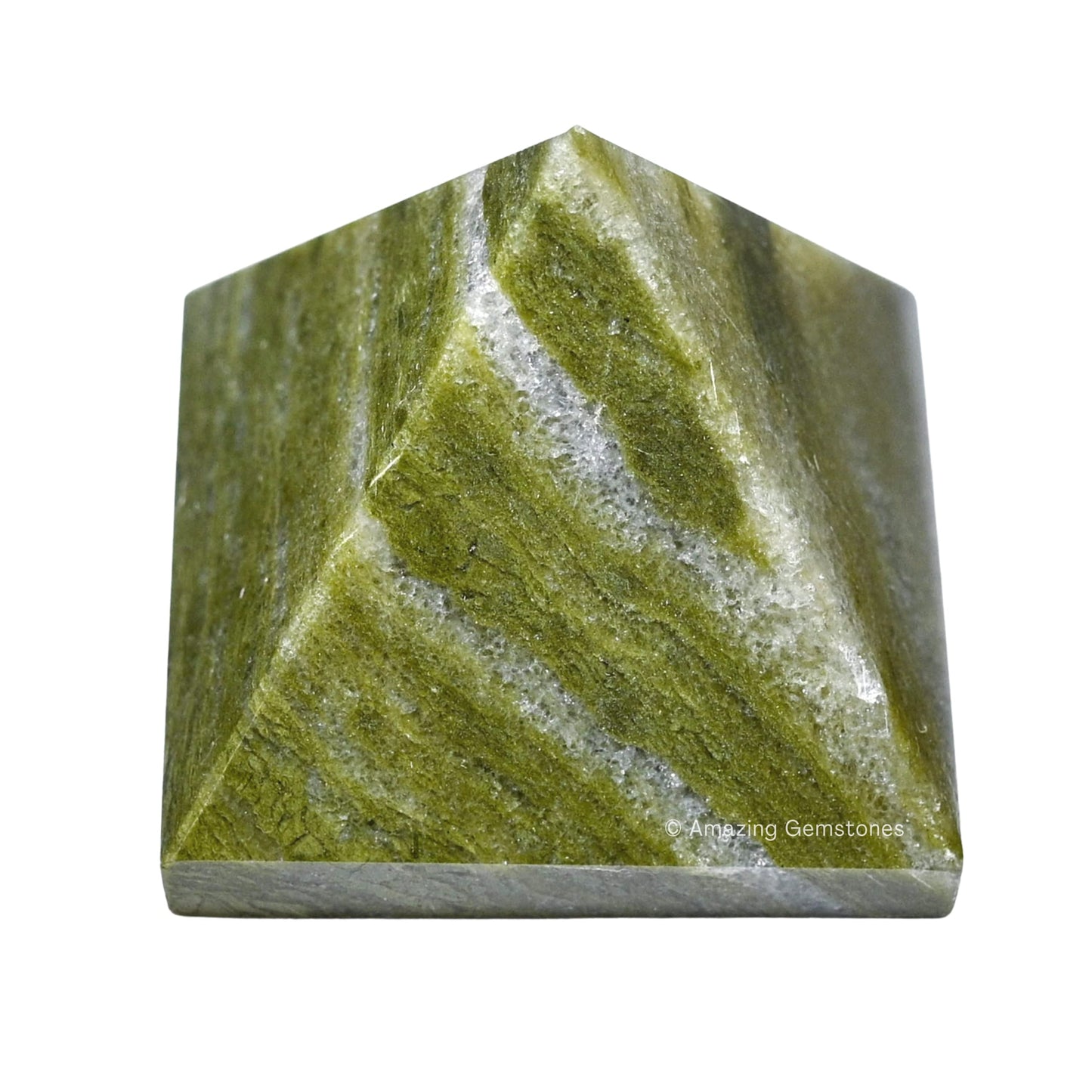 Amazing Gemstone Vesuvianite Pyramid Crystal Healing Stones - 2" Great Pyramid Figurine of Natural Stone Pyramid for Meditation, Reiki, Chakra Balancing and Crystal Pyramids Grid