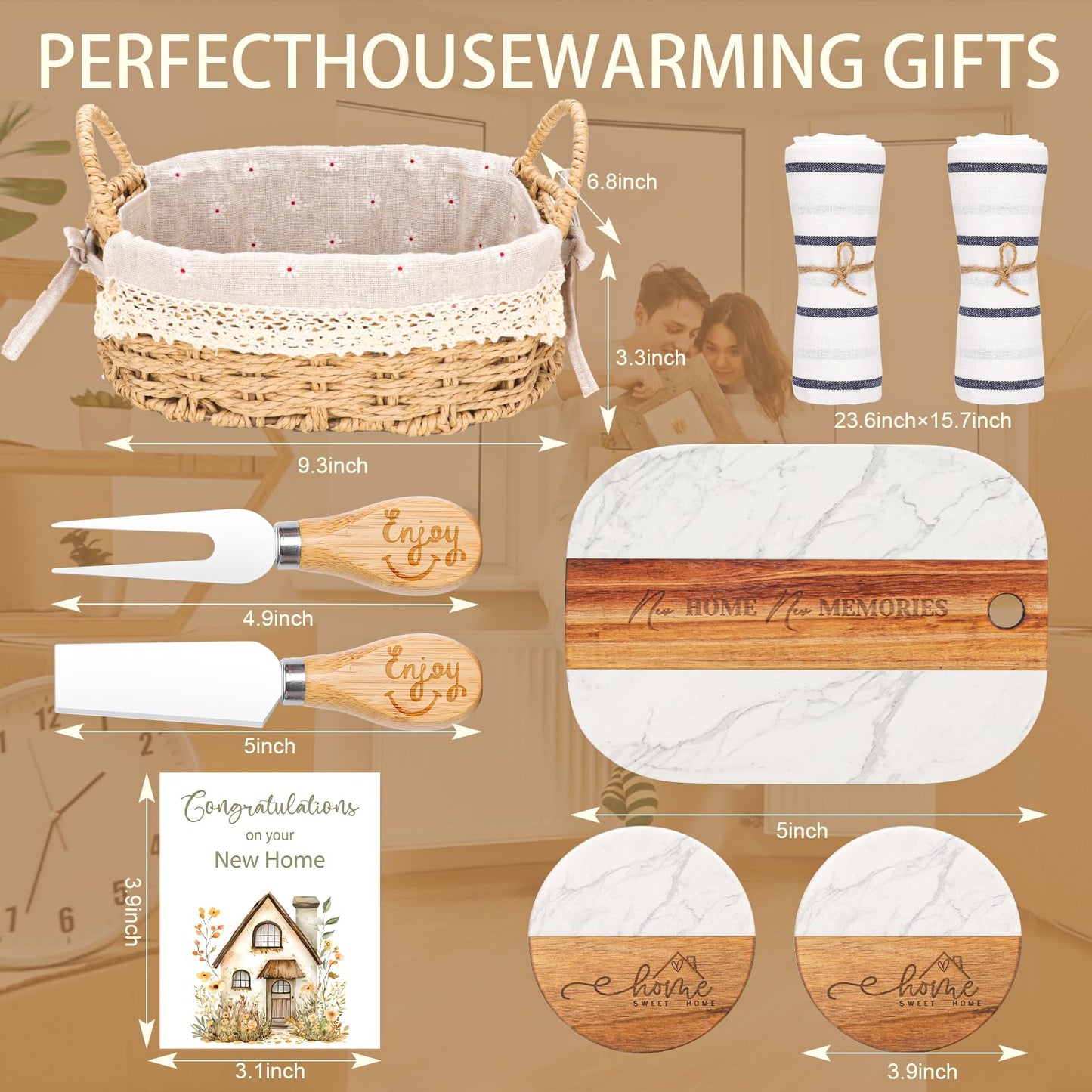 House Warming Gifts New Home,Unique Housewarming Gift Baskets for Couples, Clients, Women, New Home Gift for Home, Closing Gifts for Home Buyers, First Home Gift Ideas, New Apartment