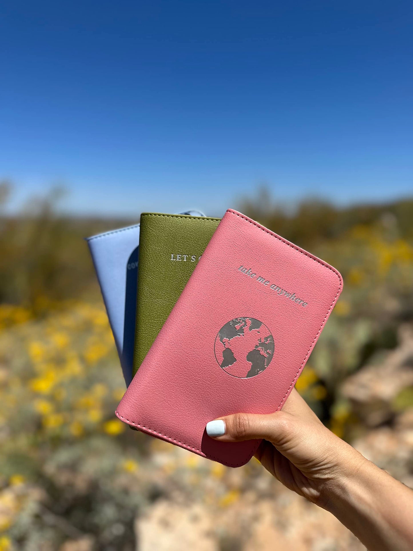Phone Charging Passport Holder with Removable Fast Charging Power Bank that holds money, cards, phone, travel docs- RFID Blocking - Compatible with All Phones - Travel Accessories (Blush)