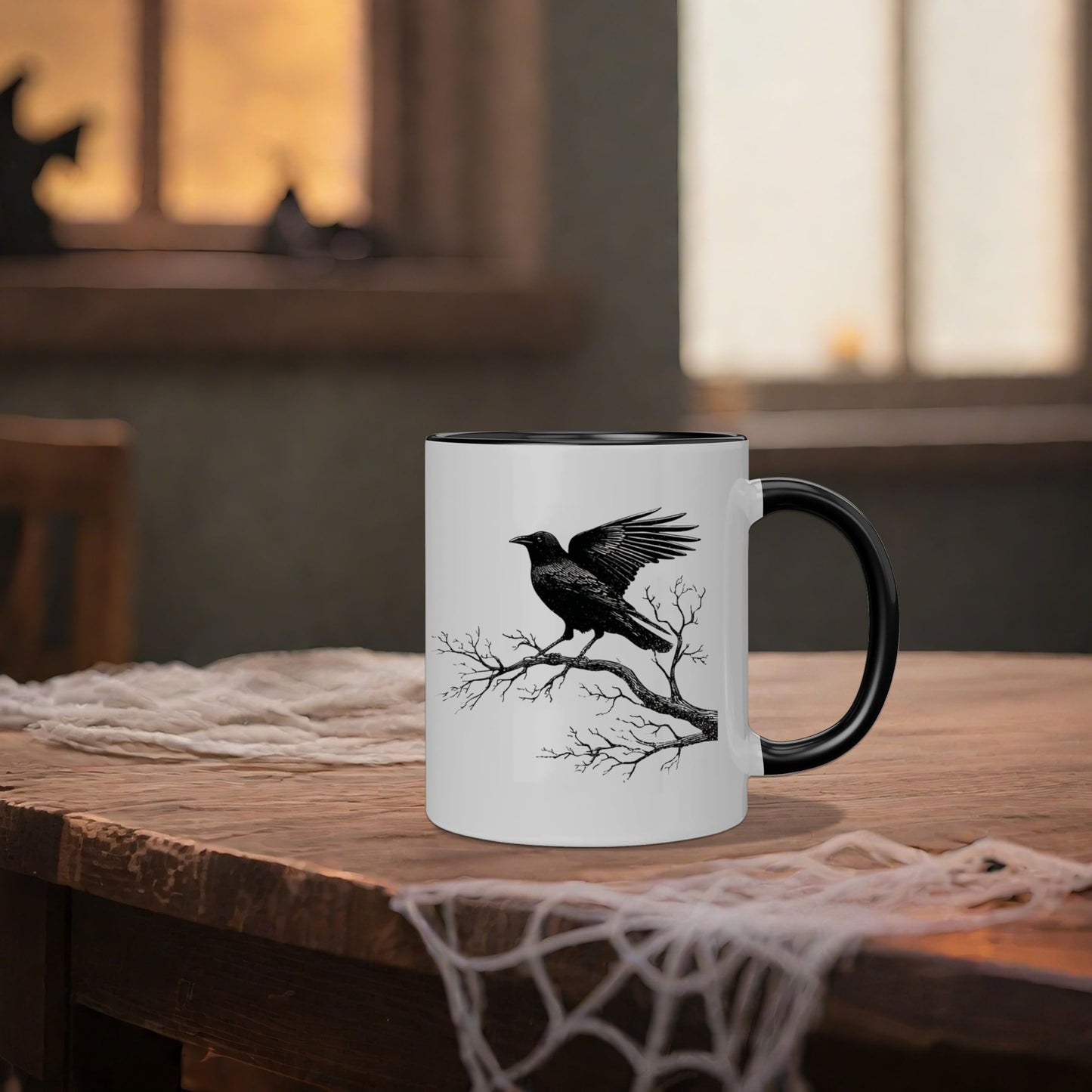 Gothic Raven Mug – Ceramic Crow Coffee Cup for Bird Lovers | Goth Decor Drinkware for Men | Unique Crow Gifts & Gothic Merch