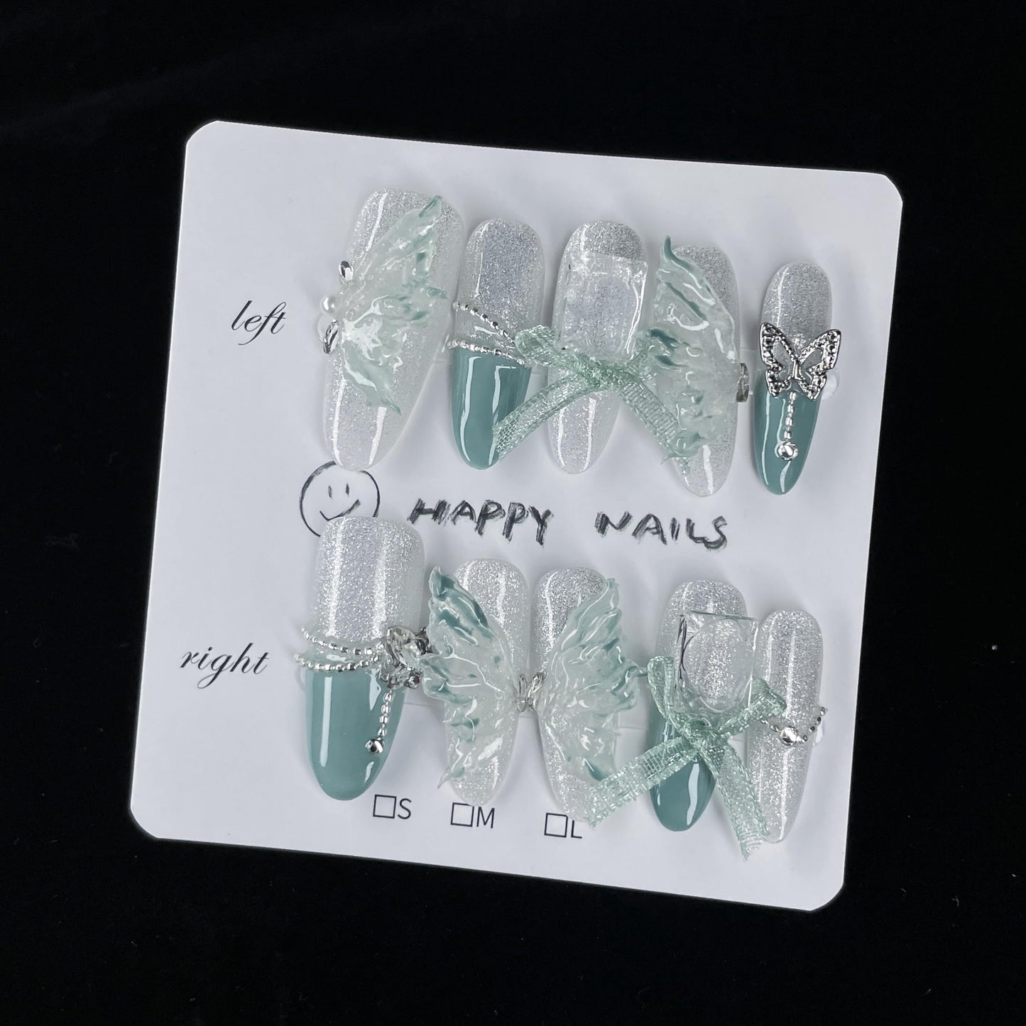 10pcs Handmade Press on Nails,Luxury Handmade Nails, 3D Design Hand-painted Nail Art,Reusable Gel Glue on Fake Nails (TM-9002-S)
