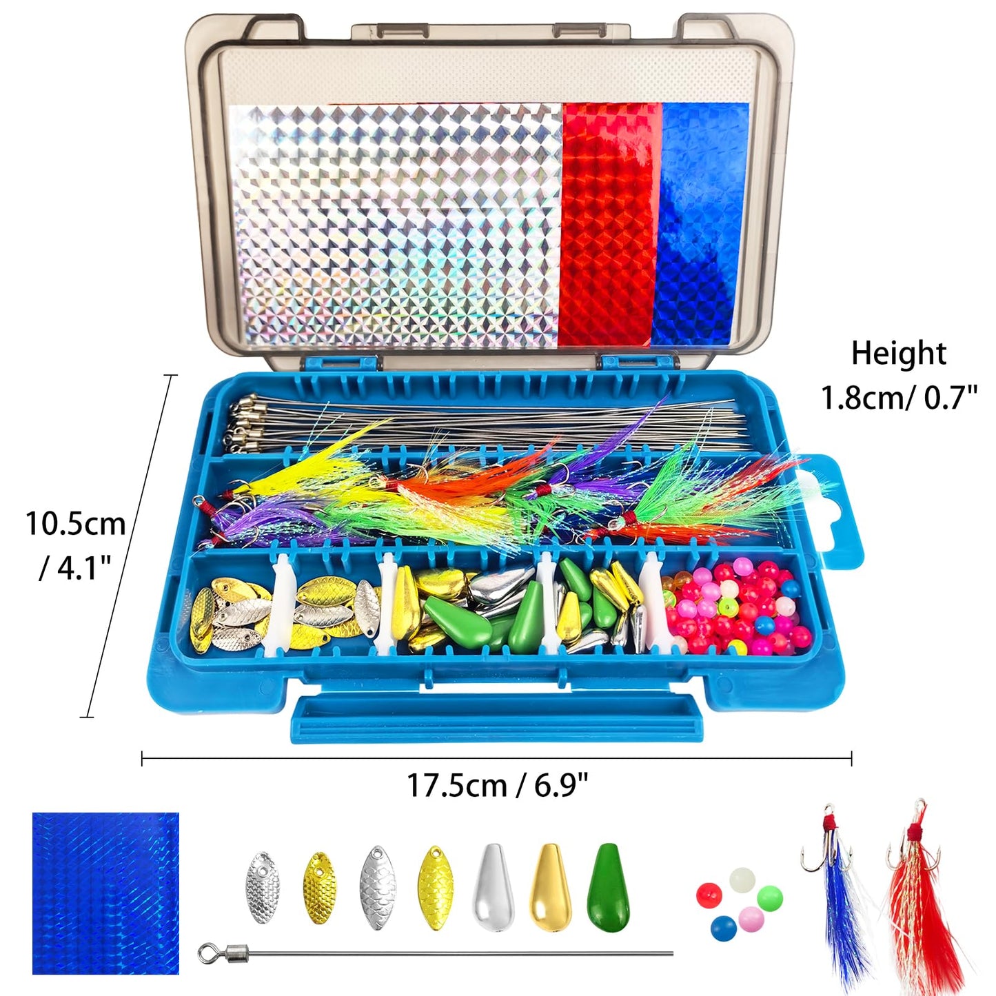 L PATTERN 140Pcs Spinner Making Kit - DIY Fishing Spinnerbait Kit with Spinner Blades, Spoons, Feather Treble Hooks, Spinner Shaft, Fishing Beads & Tackle Box for Bass Trout Perch Salmon