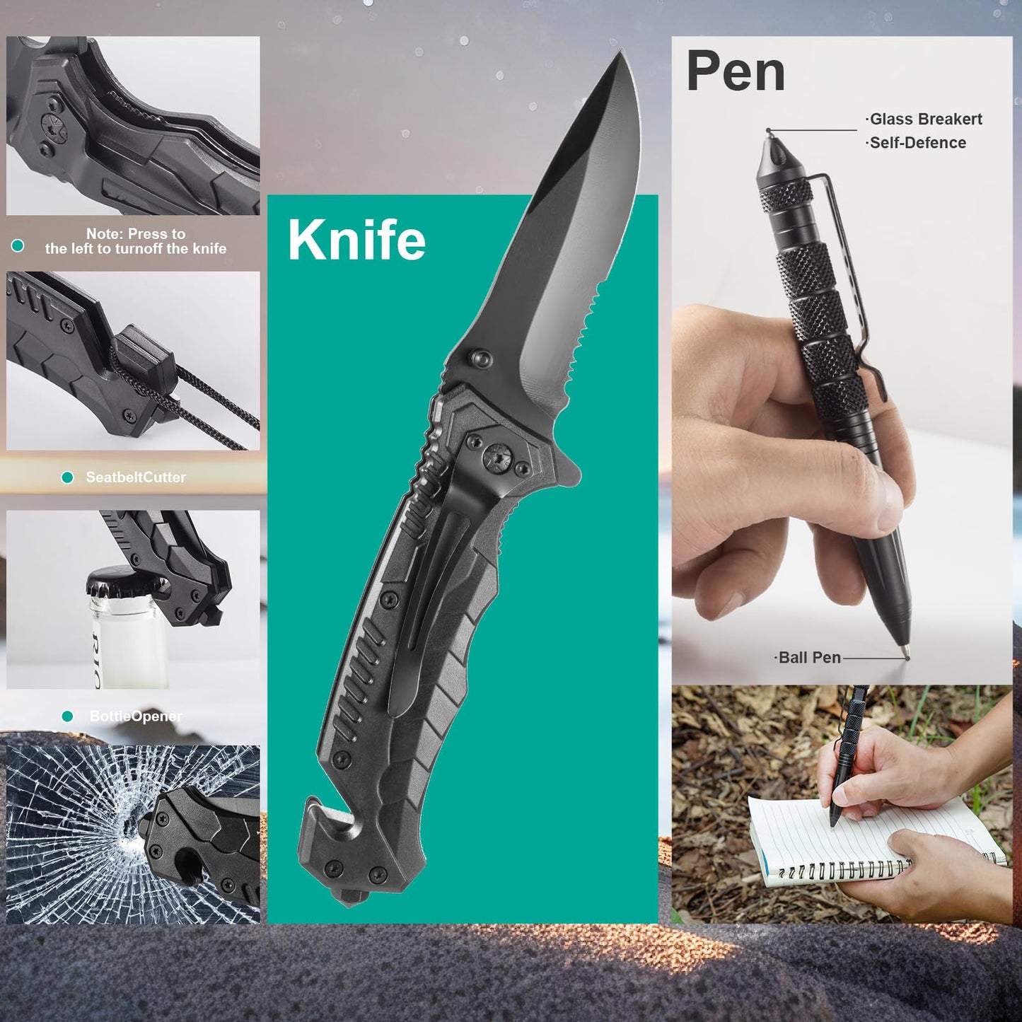 20 in 1 Survival Kit for Men - Emergency & Outdoor Camping Gear, Compact Survival Tools, Essential Camping Accessories, Durable Multi-Tool Set, Practical Gift for Dad, Husband, Outdoorsmen