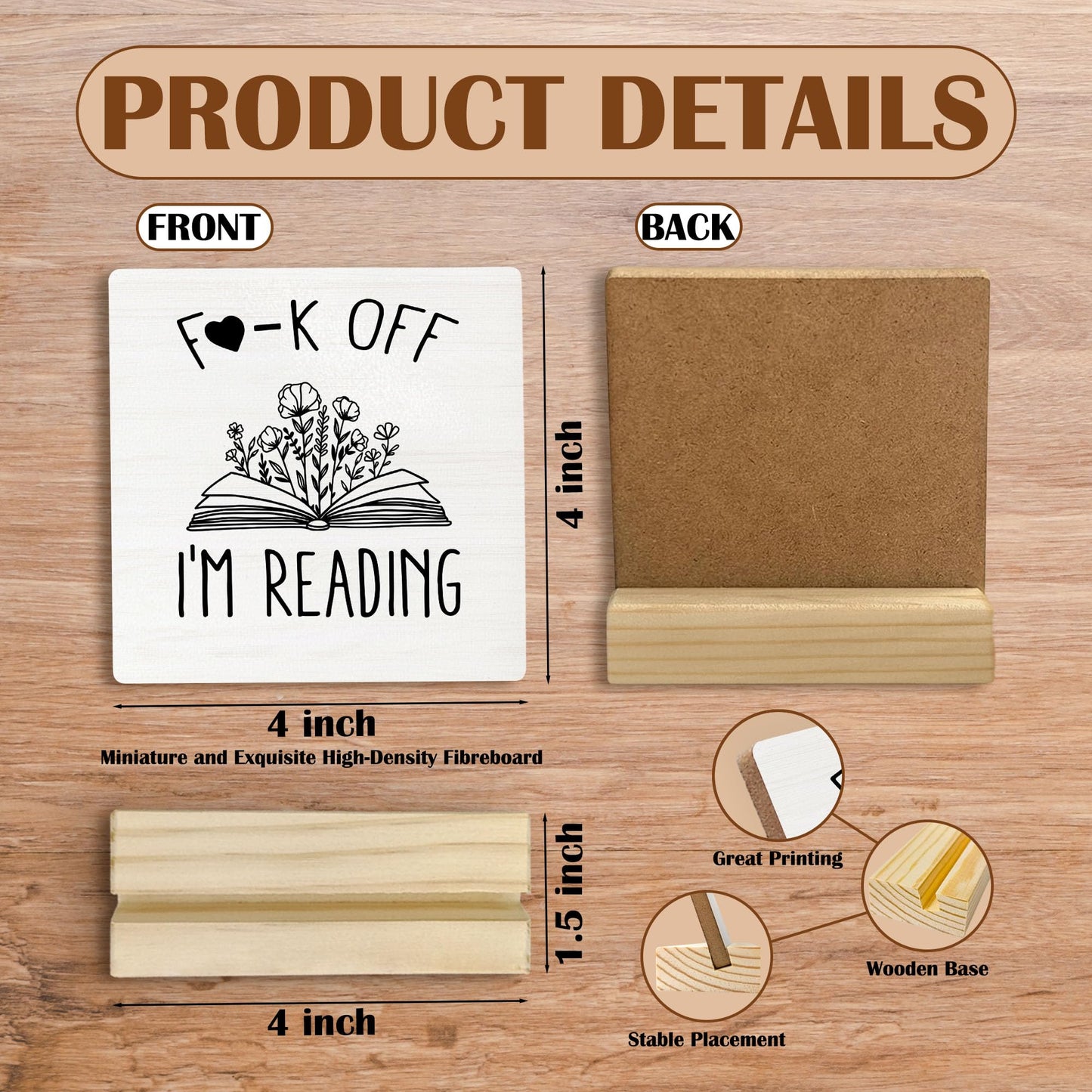 Mfyossrll Book Lovers Gifts Desk Decor, Funny I'm Reading Decorative Signs & Plaques, Book Reader Bookworm Gifts Desk Sign with Wooden Stand for Reading Room Corner Nook Library Shelf Table Decor