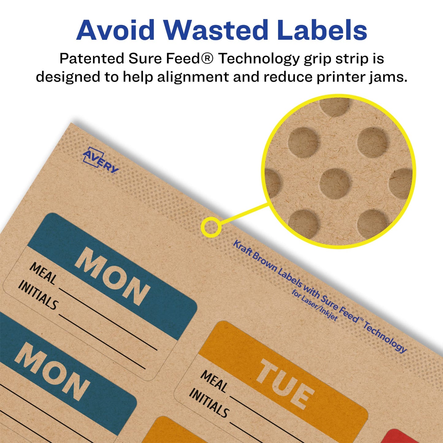 Avery Kraft Brown Rectangle Labels, Sure Feed Technology, 1" x 2", 360 Kraft Brown Labels, Print-to-The-Edge, Laser/Inkjet Printable