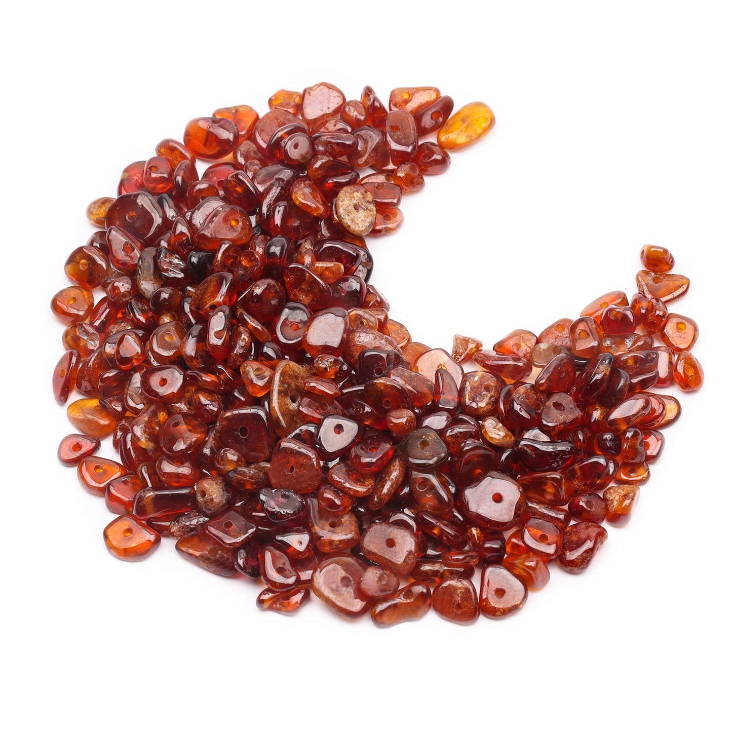 500 pcs Natural Chip Stone Beads, Orange Garnet 5-8 mm Irregular Gemstones Healing Crystal Loose Rocks Bead Hole Drilled for Jewelry Making Bracelet