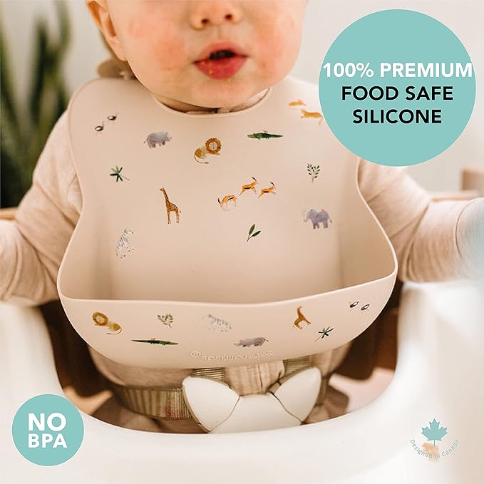 Loulou Lollipop Soft, Waterproof Silicone Feeding Bib for Babies and Toddlers
