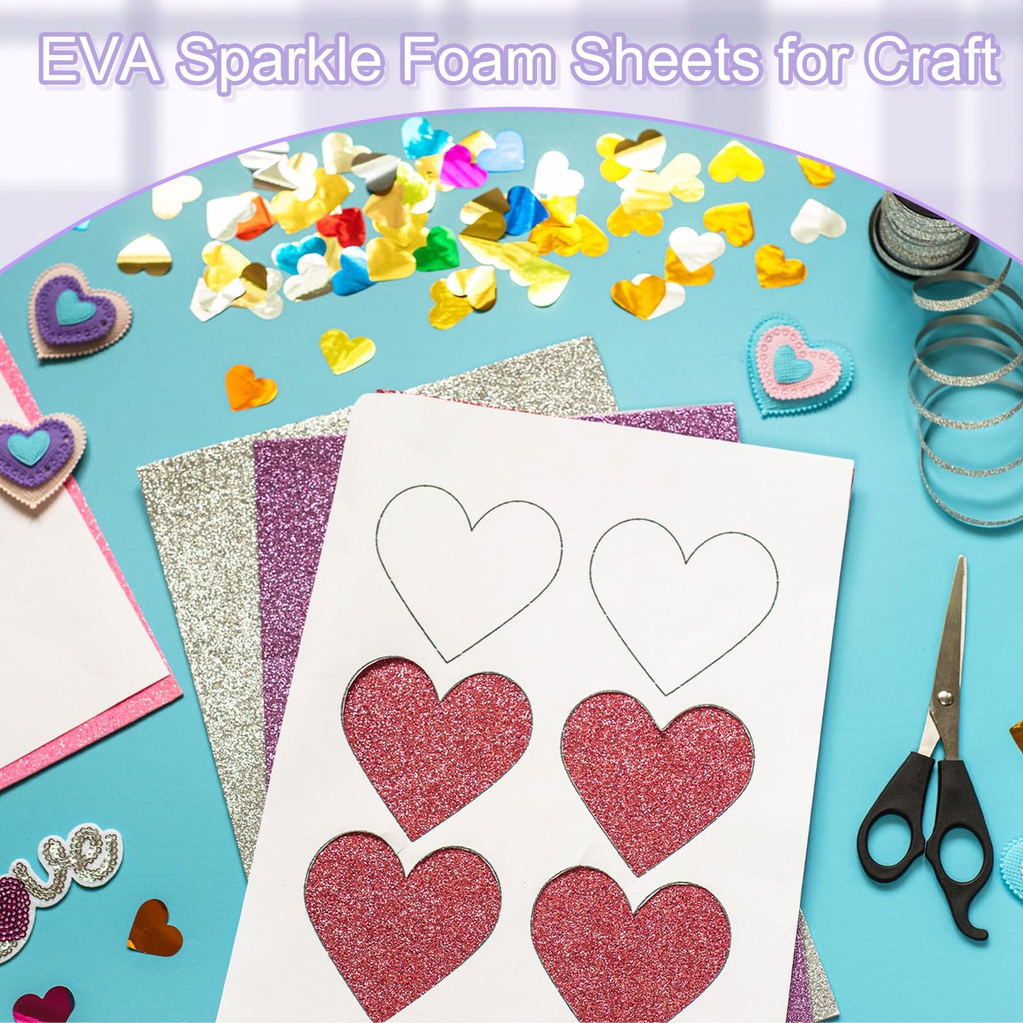 uxcell 10 Pack Red Glitters Foam Sheets, 8 x 12 Inch Sparkle EVA Foam Sheets Thin Foam Paper for Crafting, DIY Project, Classroom, Scrapbooking (1.5mm Thick)