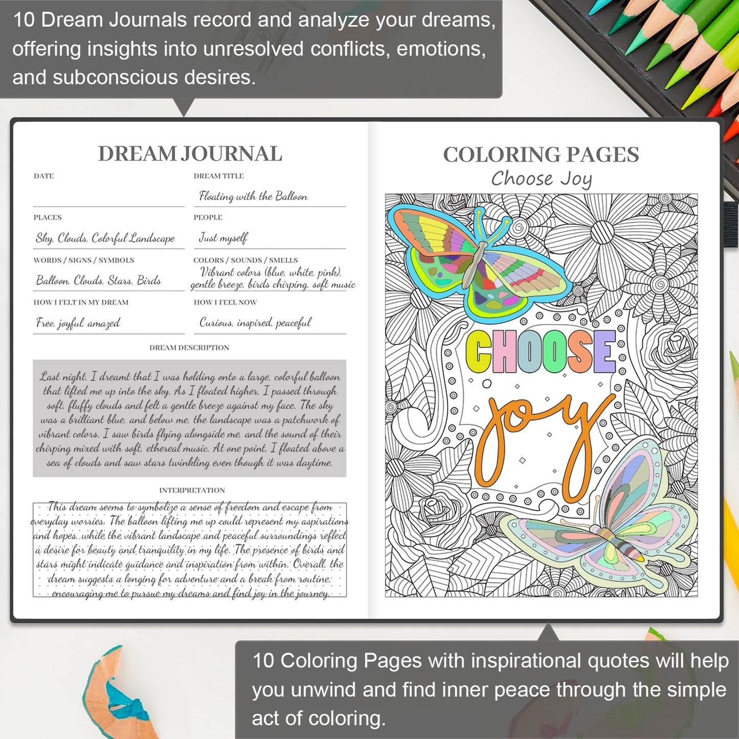 SIMSIMY Mental Health Journal, 91-Day Self Care Journal for Women Men, Guided Anxiety & Stress Relief Journal with Mood Tracker, Cognitive Behavioral Therapy Journaling with Mental Health Coloring Pages & Dream Log