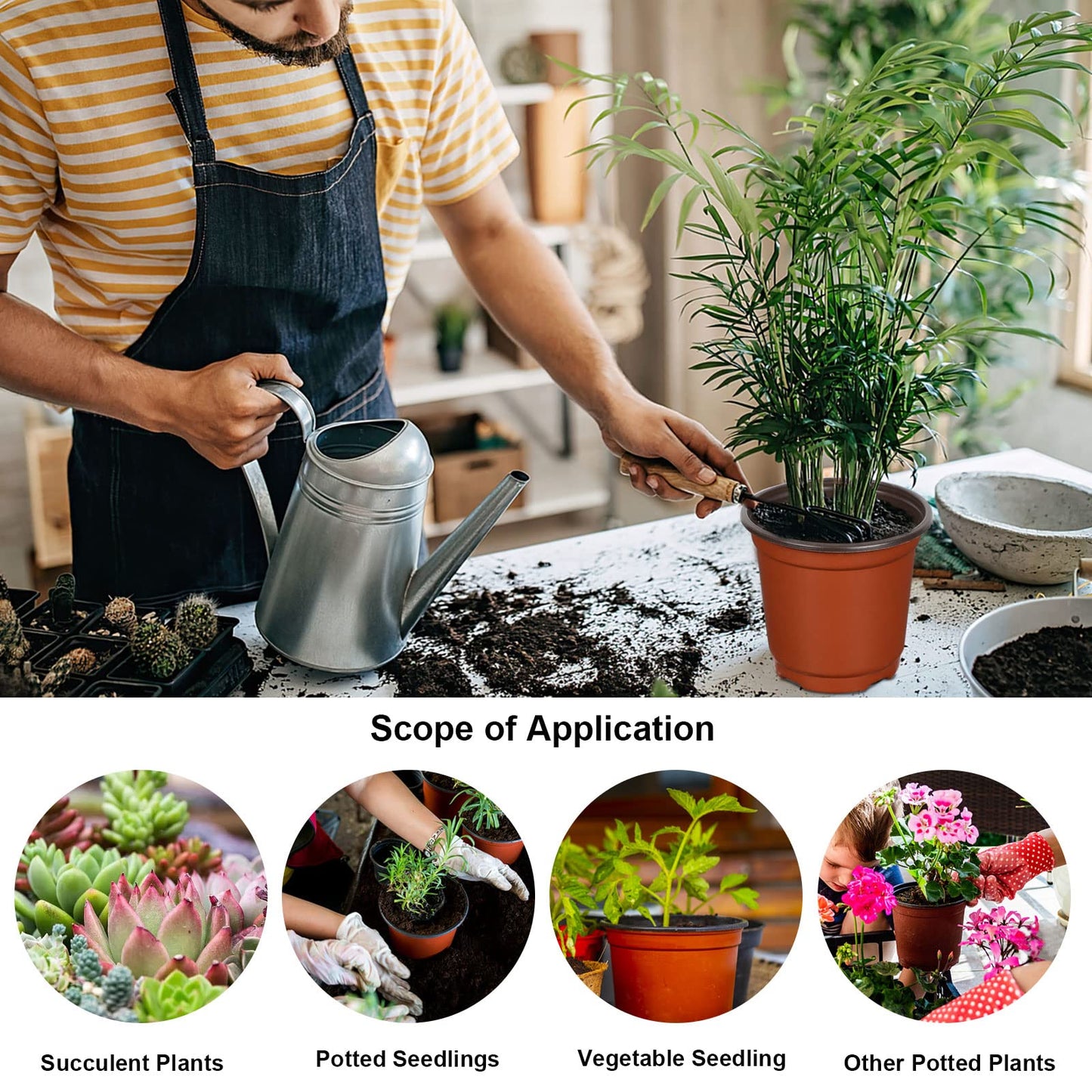Augshy 40 Pcs 6" Plastic Plant Nursery Seed Starting Pots for Indoor Outdoor Succulent Seedling Cutting Transplanting