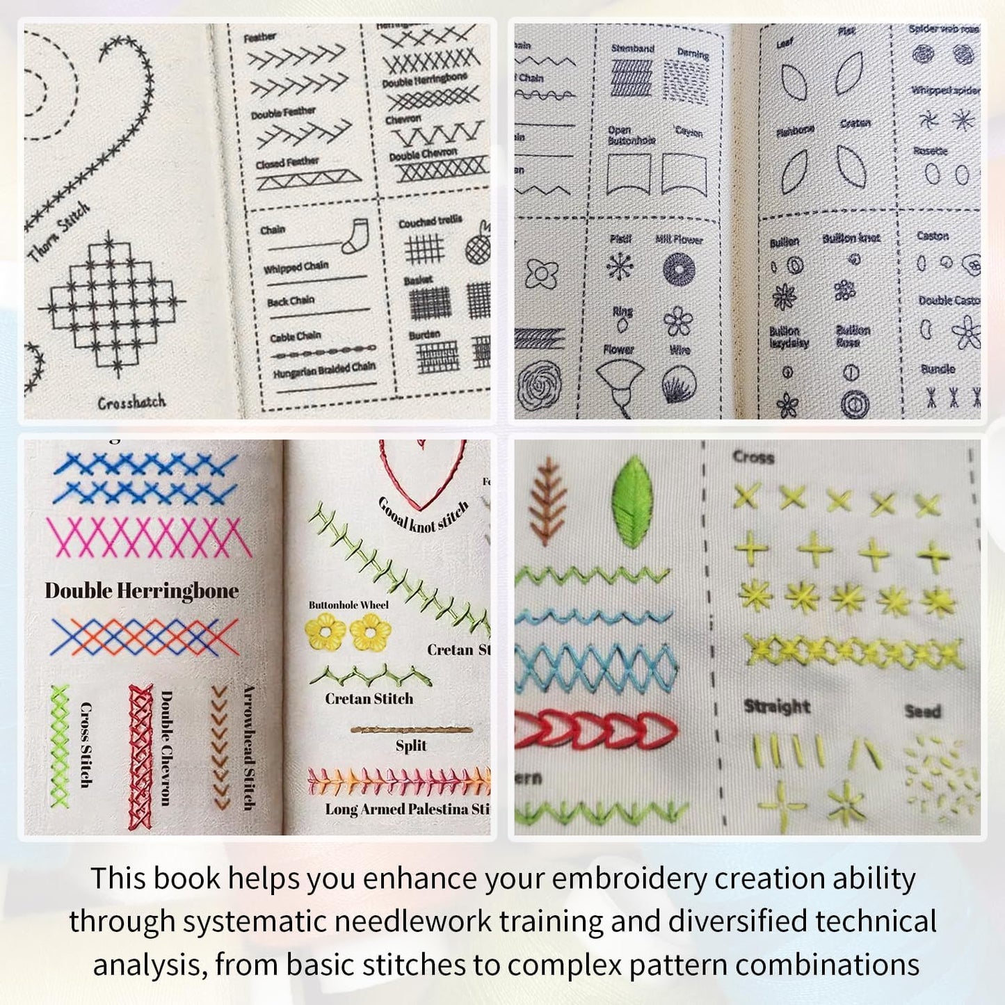 DELRRYJ 2026 Upgraded Embroidery Stitch Book Kit, 108 Patterns with Tools & Tutorials, Beginner Embroidery Kit, Portable All in One Hand Embroidery Book for Adults & DIY Craft Lovers