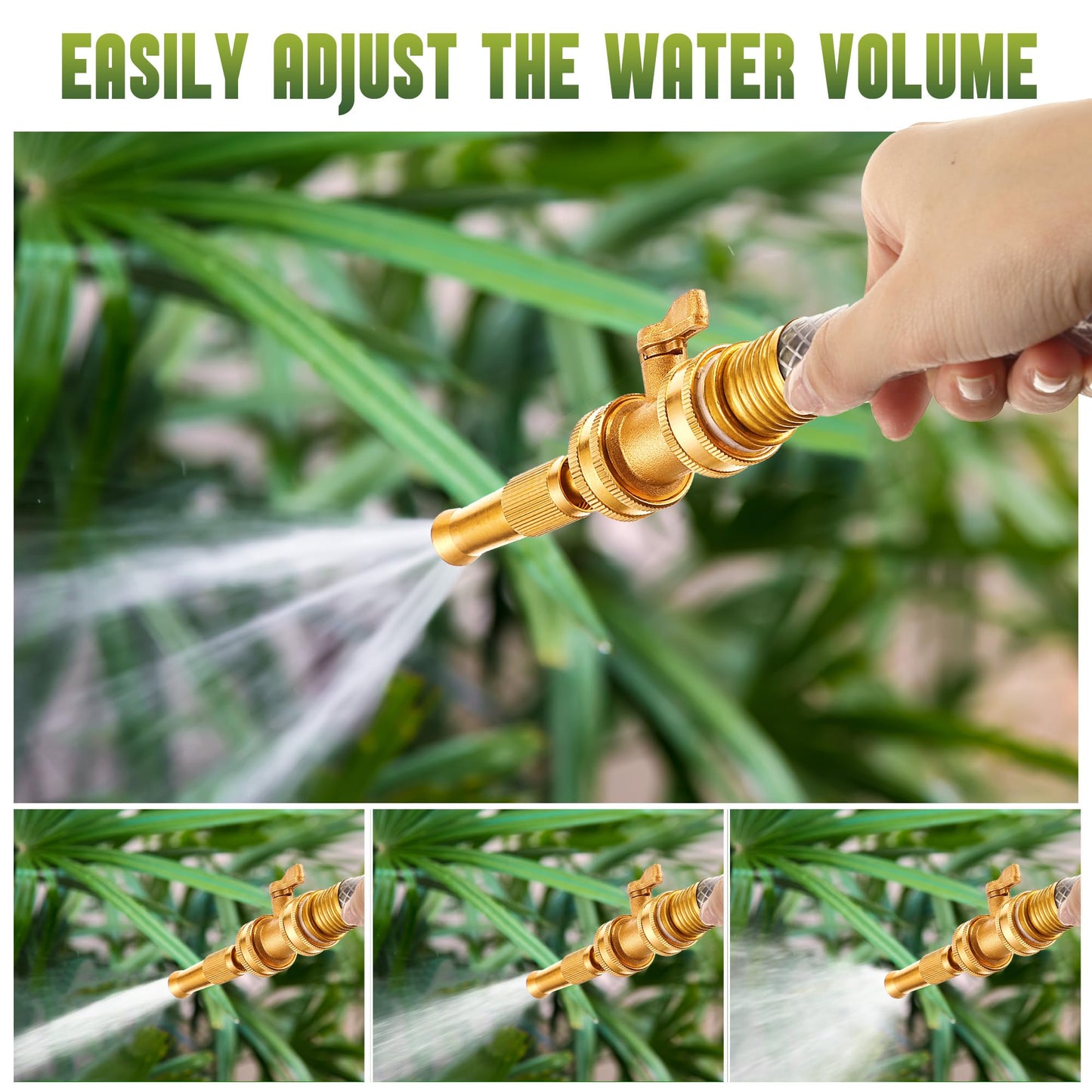 Dunkive Adjustable Twist Hose Nozzle, Heavy duty Brass Garden Hose Nozzle, Solid Shut off Valve, Varied Water regulation mode, Leakproof Design 3/4" GHT Connector with 5 Extra Rubber Washers