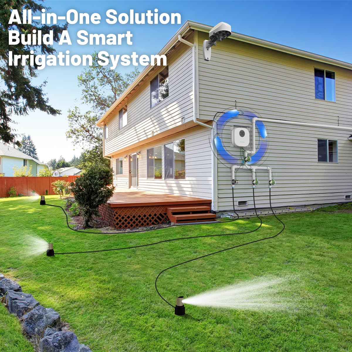 Smart Sprinkler Controller Pro，12-Zone/Station Irrigation System(with Water Pump and Rain Sensor Connection Interface)，GreenVation 2.4G/5GHz WiFi Water Timer for Outdoor Garden/Yard/Lawns (12 Zone)