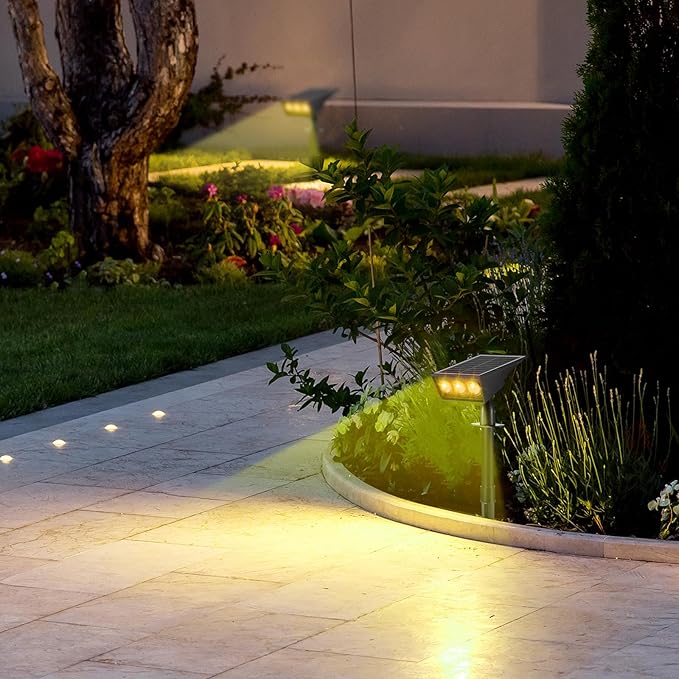 Solar Spot Lights Outdoor, RGB Solar Landscape Spotlights IP65 Waterproof Adjustable Light House Lights Colorful Spot Light for Yard Garden Pathway (2)