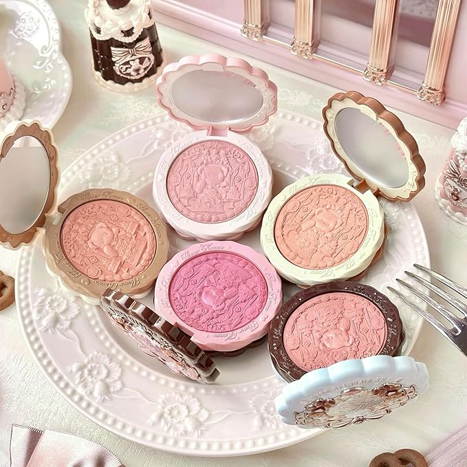 Flower Knows The Sweetie Bear Collection Silk Satin Blush,Seamless Soft Blendable Pressed Powder Pink Blush,Highly Pigmented & Long Lasting Natural Finish,0.18 Oz(02 Garden Picnic)