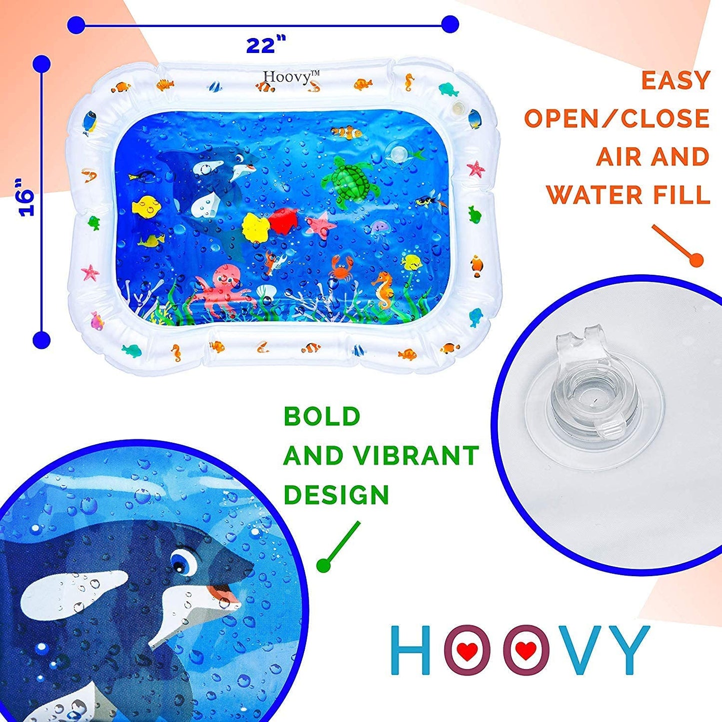 Tummy Time Water Mat for Babies - Fill N Fun Play Mat for Children and Infants, Fun Colorful