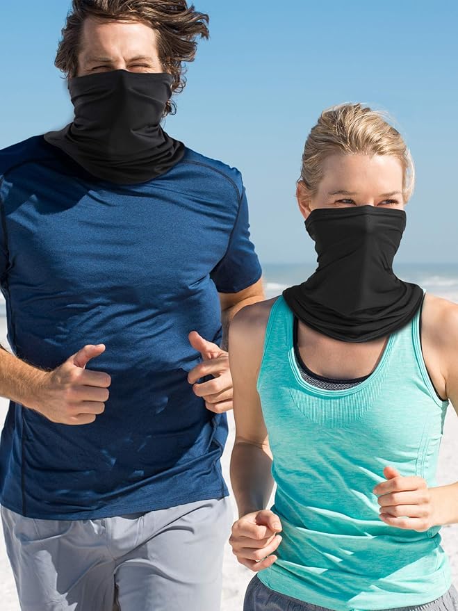Geyoga 8 Pieces Winter Face Mask for Men UV Protection Mask Sunscreen Breathable Windproof Neck Gaiters Scarf Fishing Cycling Running (Black)