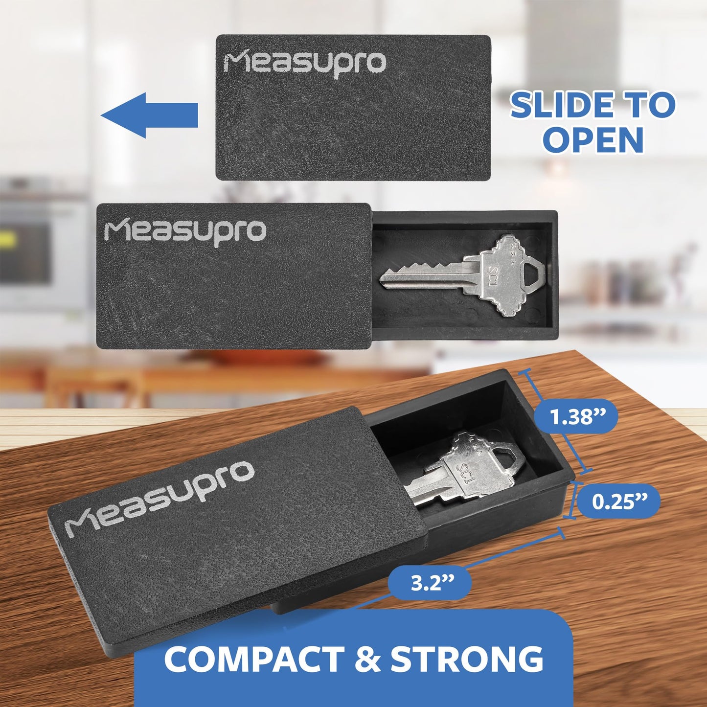 Measupro Magnetic Key Holder for Car 6 Pack - Under Car Spare Keys Hider Hide A Key for Your Car So You Never Lock Out Magnetic Key Plastic Boxes Store a Spare Key for Your Home Office - Rugged Black