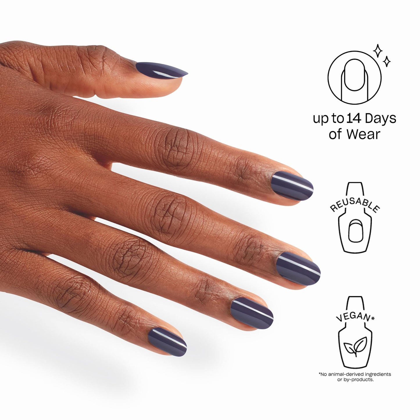 OPI On Point Less is Norse | Short Round Dark Deep Blue Press On Nails | 24 Count with Nail Glue | Long Lasting, Reusable, Non-damaging | Fall 2025 Shades