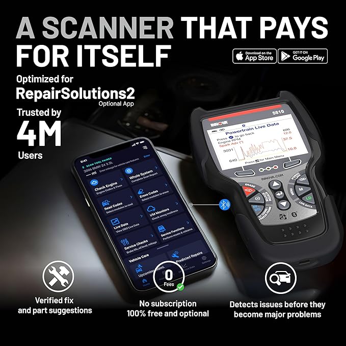 Innova 5610 OBD2 Bidirectional Scan Tool - Understand Your Vehicle, Pinpoint What's Wrong, and Complete Your Repairs with Less Headache, Updates Included, US-Based Technical Support