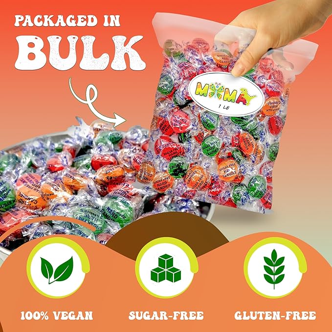 Sugar Free Assorted Fruit Flavors Hard Candy Variety Pack - 1lb Bag of Mima's Summer Mega Sale Hard Treats Individually Wrapped - Delicious Fruit Flavors Bulk Candy