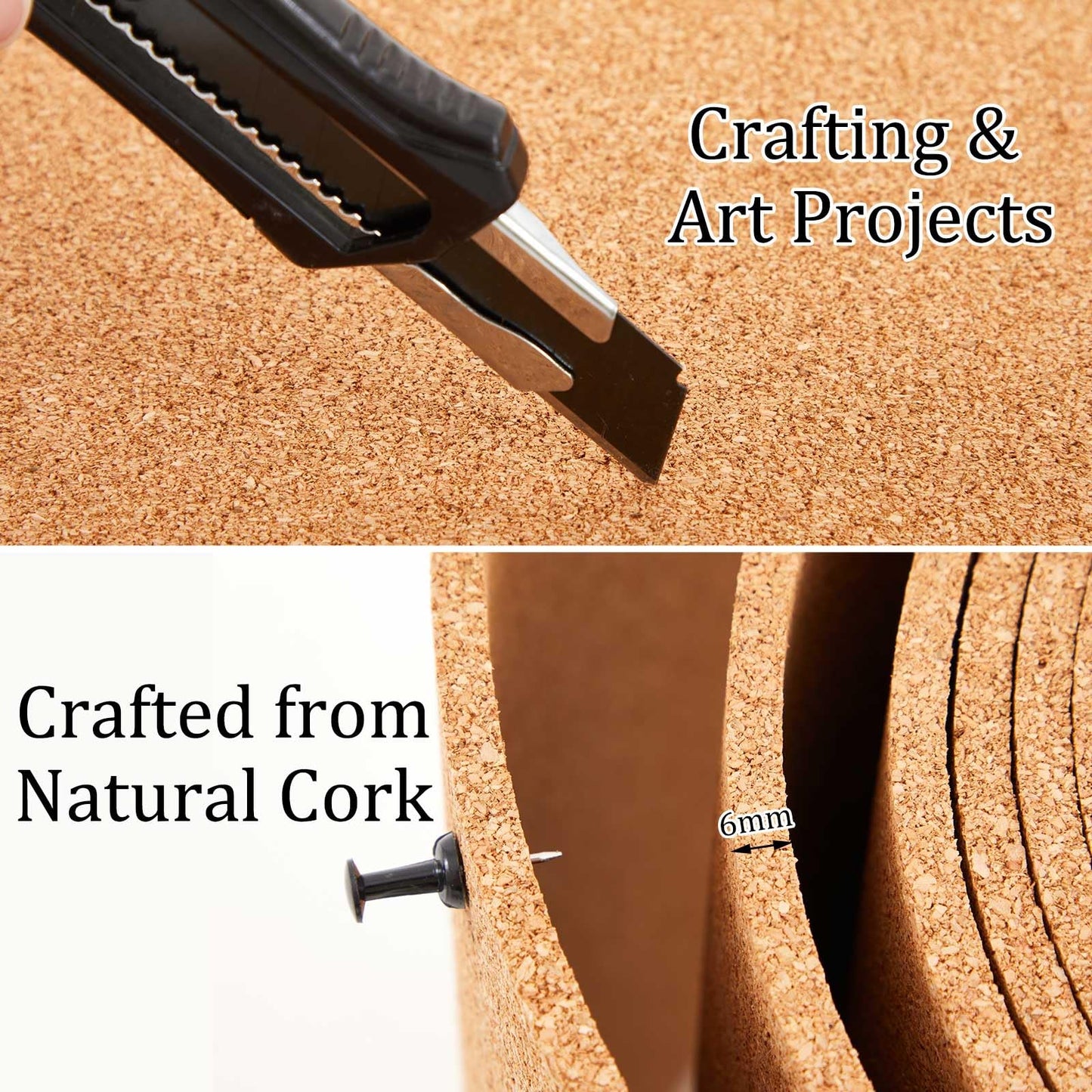 Pangda Multi-Purpose Cork Board Roll 12in x 10ft, 1/4" Thick Cork Roll for Bulletin Boards, Decorative Photo and Message Push Pin Displays Versatile for Home, School, and Office