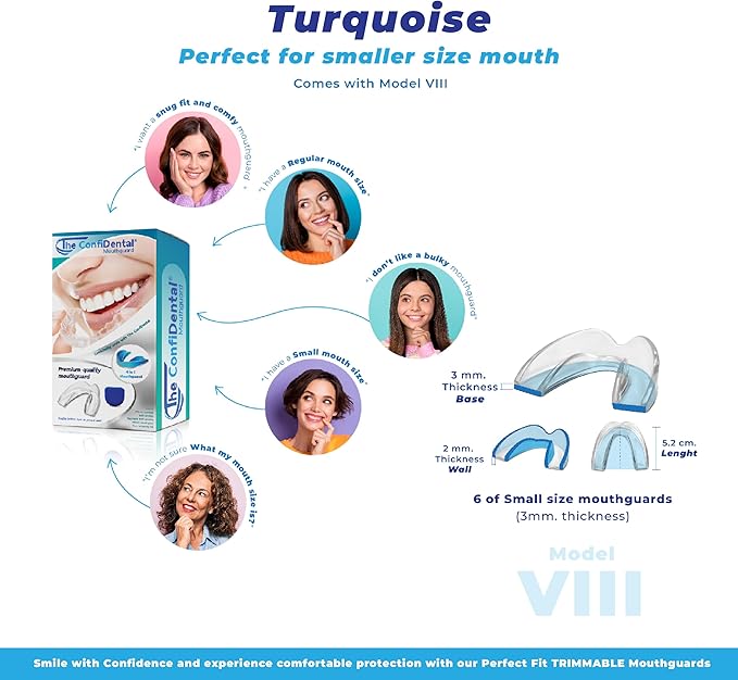 The ConfiDental Mouth Guard for Grinding Teeth at Night - Model for Small Mouth Pack of 6 Moldable Dental Night Guards for Teeth Grinding and Clenching Teeth Grinding Mouth Guard for Sleep