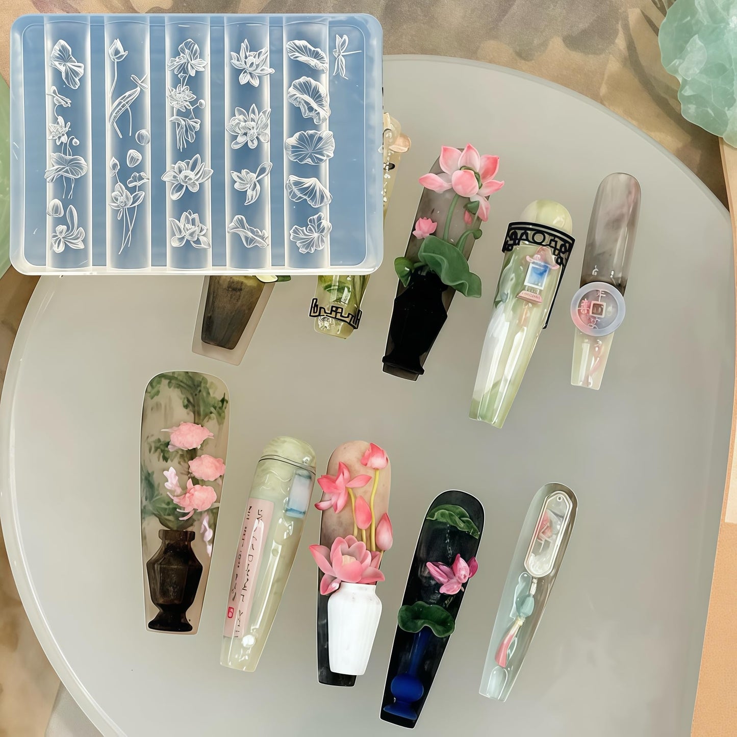 5Pcs 3D Flowers Spring Nail Art Mold Arts Lotus Cherry Phalaenopsis Orchid Molds for Accessories Supplies Y2K Silicone Tools Nails