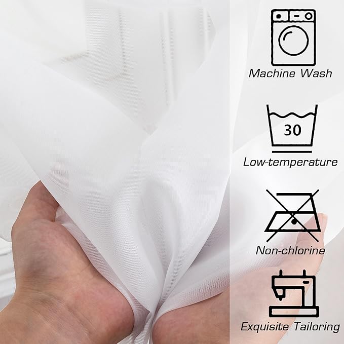 Simplebrand White Sheer Curtains 72 Inches Long 2 Panels for Living Room, Rod Pockets Airy Window Treatments Voile Sheer White Curtains Panels Lightweight for Front Back Patio Glass Door, 42" Width