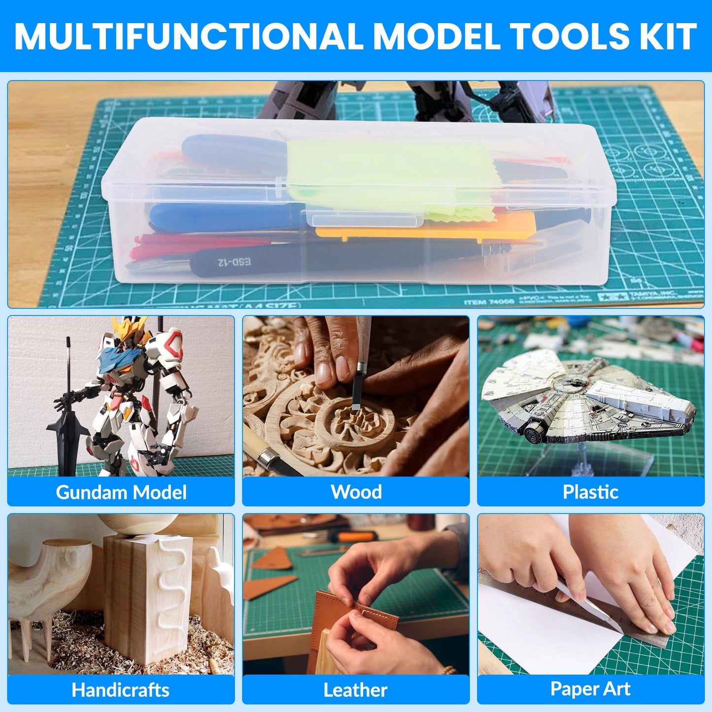 Gundam Tool Kit, 82 Pcs Professional Model Tool Kit for Gundam, Modeling Tools for Plastic Models, Model Car Kit for Adults, Model Building Tools Hobby Tools Craft Set for Repairing and Fixing