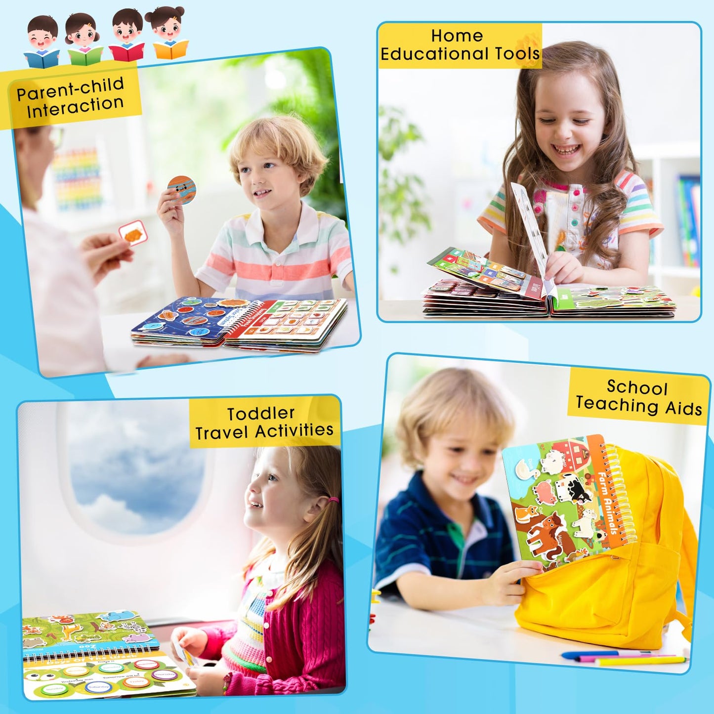 Fuutreo Montessori Busy Book for Toddlers 24 Themes Preschool Learning Binder with Stickers, Cognitive and Sensory Activities for Kids Ages 2-4 Educational Gift for Boys Girls with Gift Box Packaging