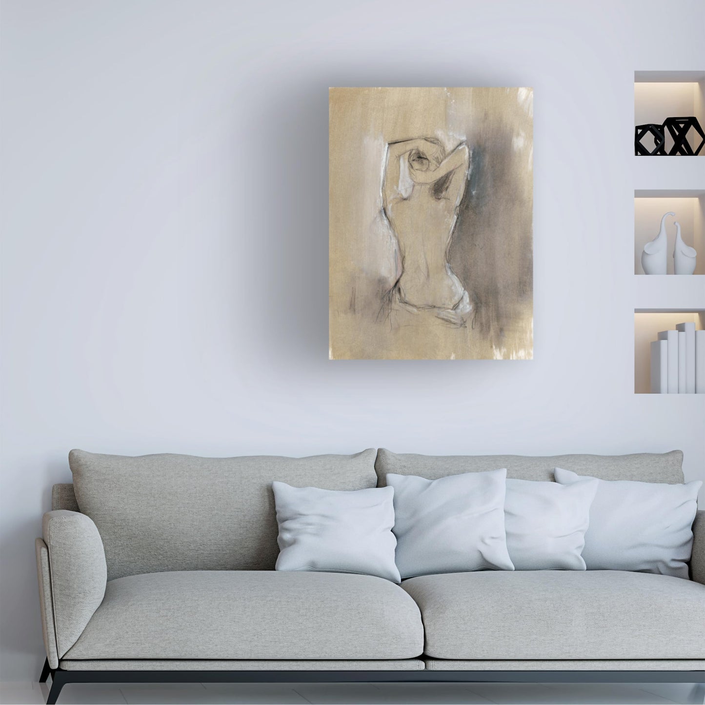 Wrapped Canvas Wall Art - Ethan Harper 'Contemporary Draped Figure I' Wall Art for Living Room, Bedroom, or Office Décor - 18x24