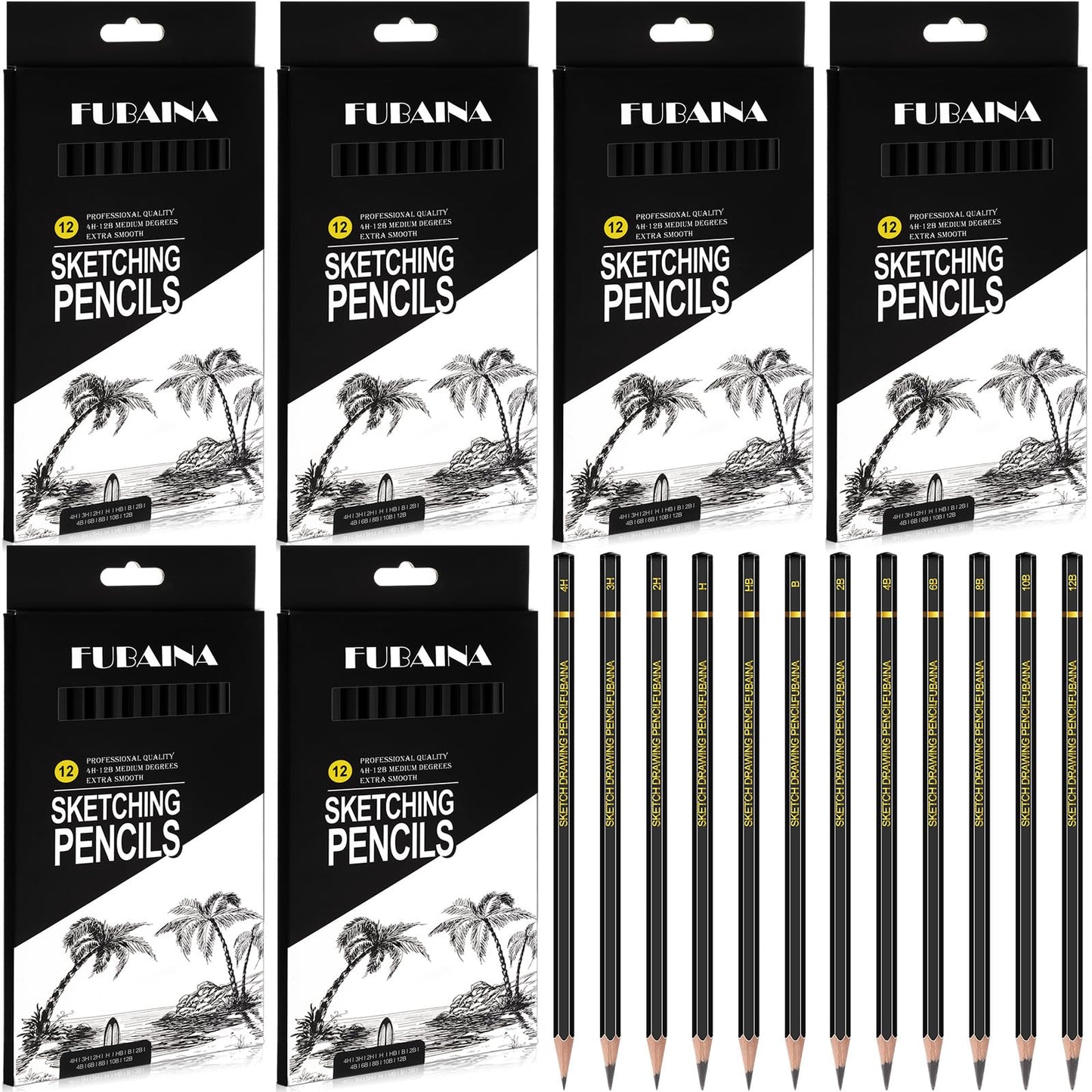 Humyoun 72 Pcs Drawing Sketching Pencil Set Professional (12b - 4h) Graphite Charcoal Gift Bulk for Artists Beginners, Pro Artists, Drawing Art, Sketching