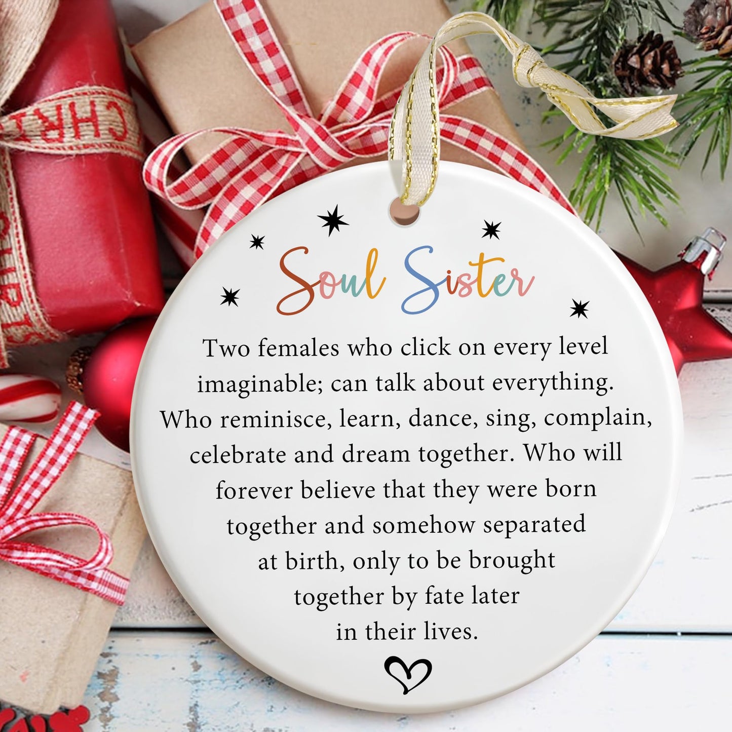 Best Friend Christmas Ornament - Friendship Keepsake - Bestie and BFF Gifts - Soul Sister