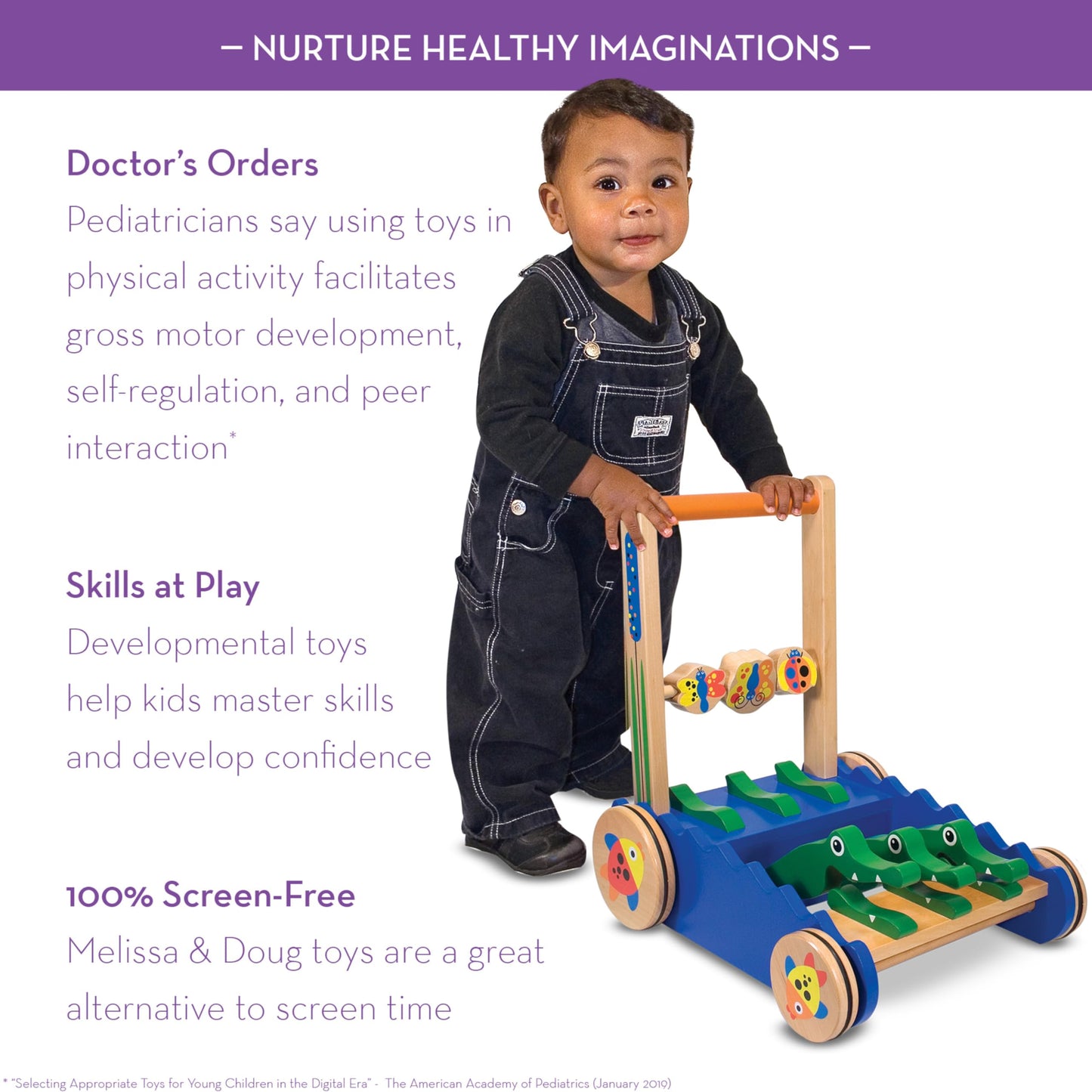 Melissa & Doug Deluxe Chomp and Clack Alligator Wooden Push Toy and Activity Walker