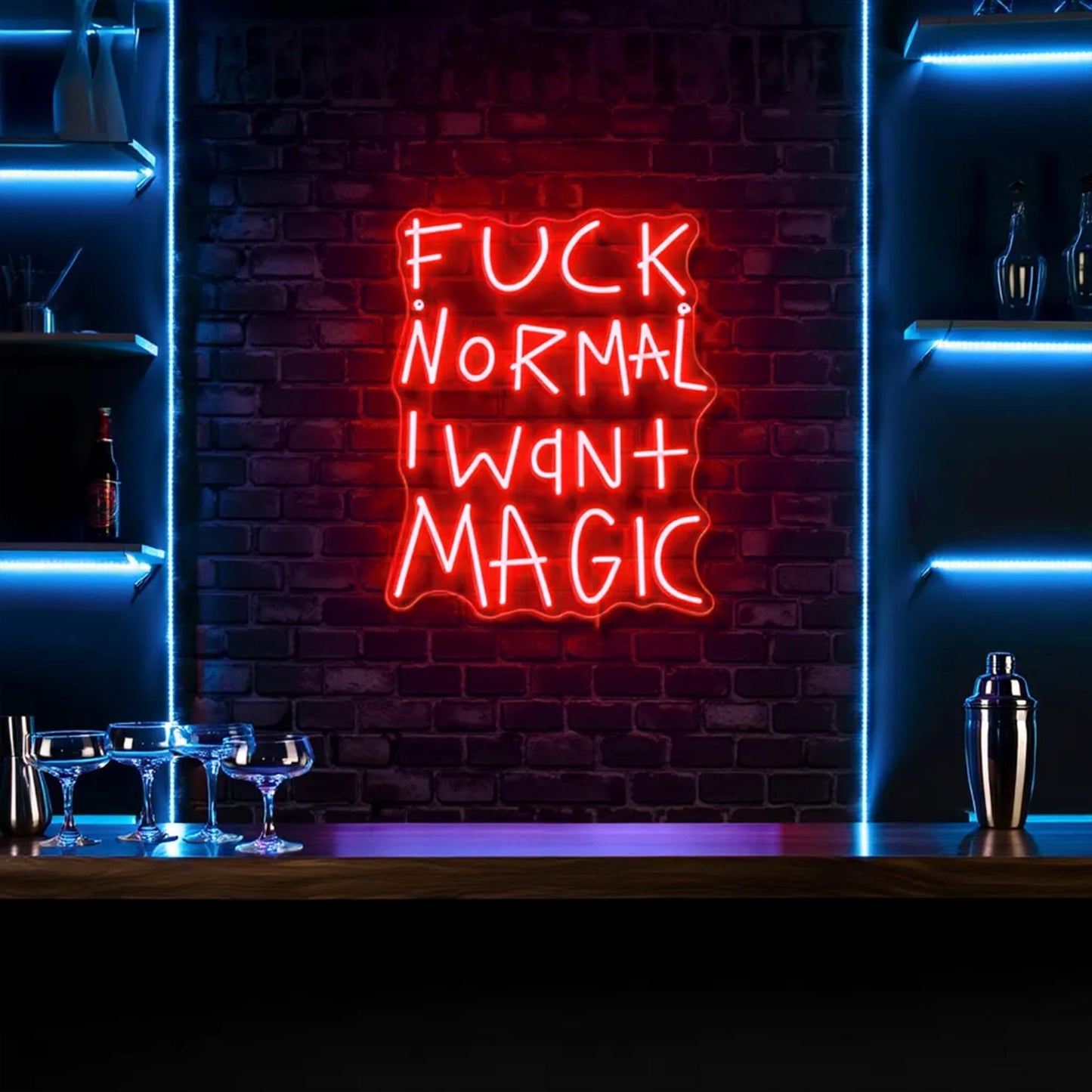 F**k Normal I Want Magic LED Neon Sign Bold Statement Wall Art Gothic Room Decor Alternative Aesthetic Light Christmas gifts